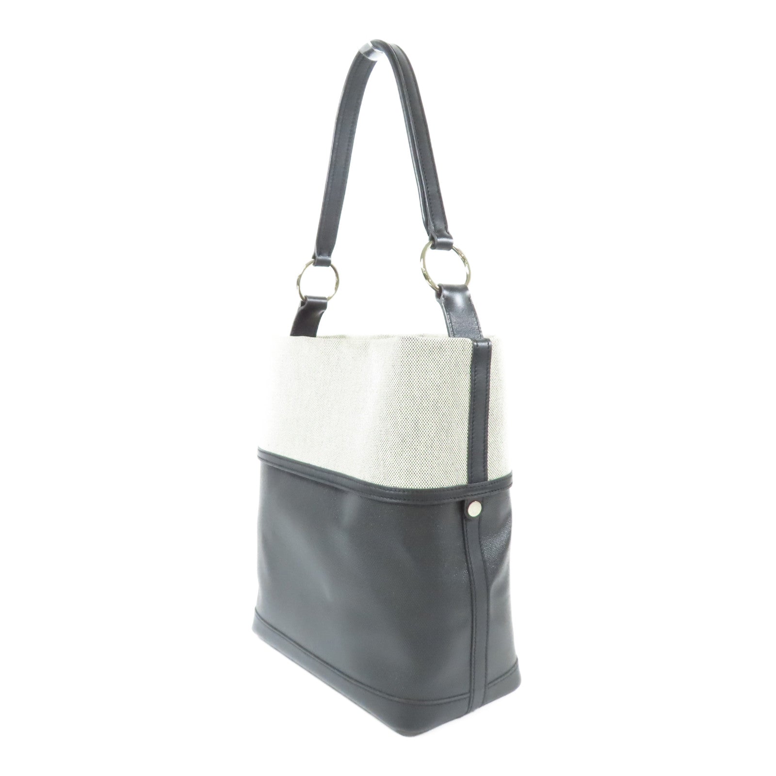 HERMES 帆布Col Roule 25銀扣肩背袋Noir