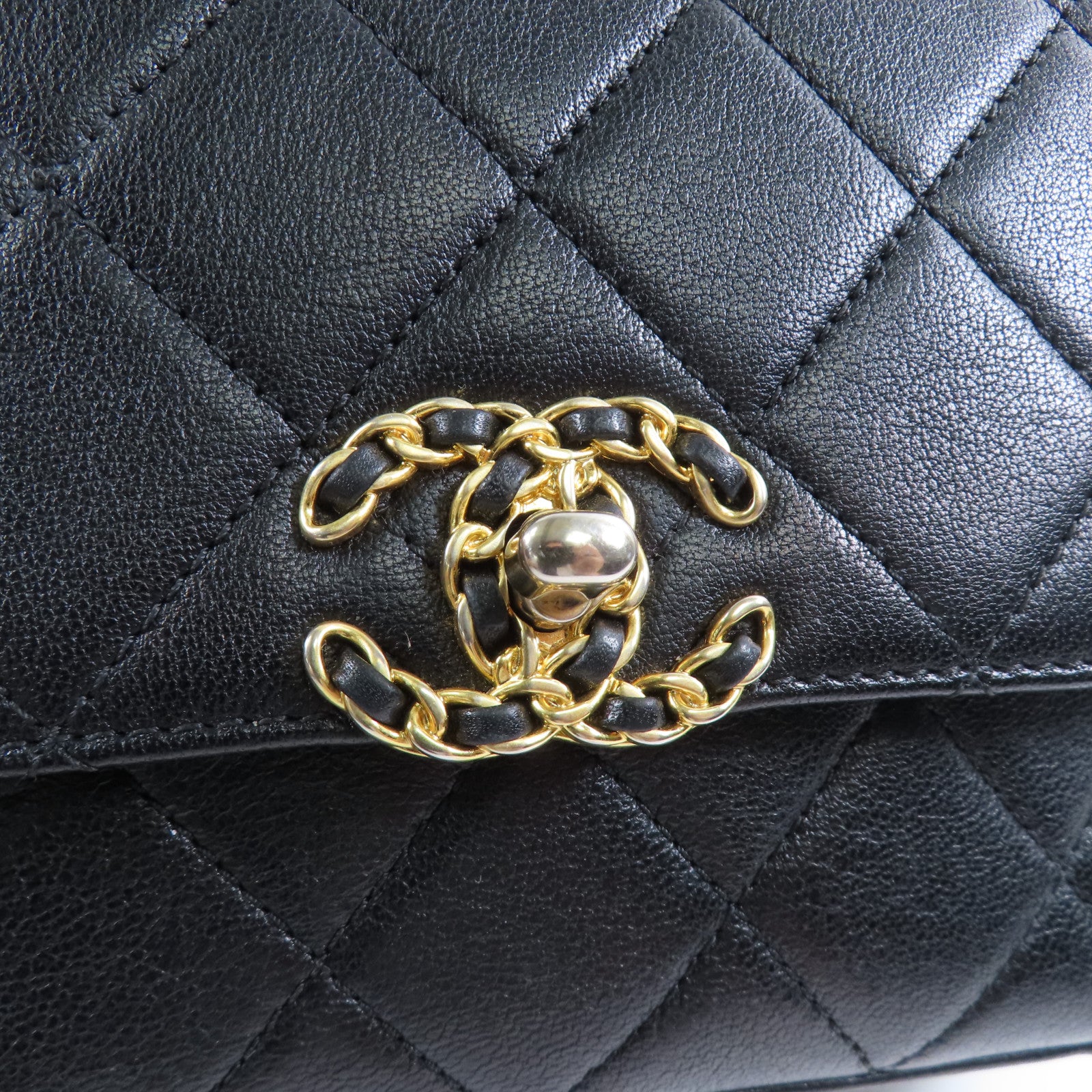 CHANEL 牛皮皮革Shoulder Bag金扣手挽肩背兩用袋