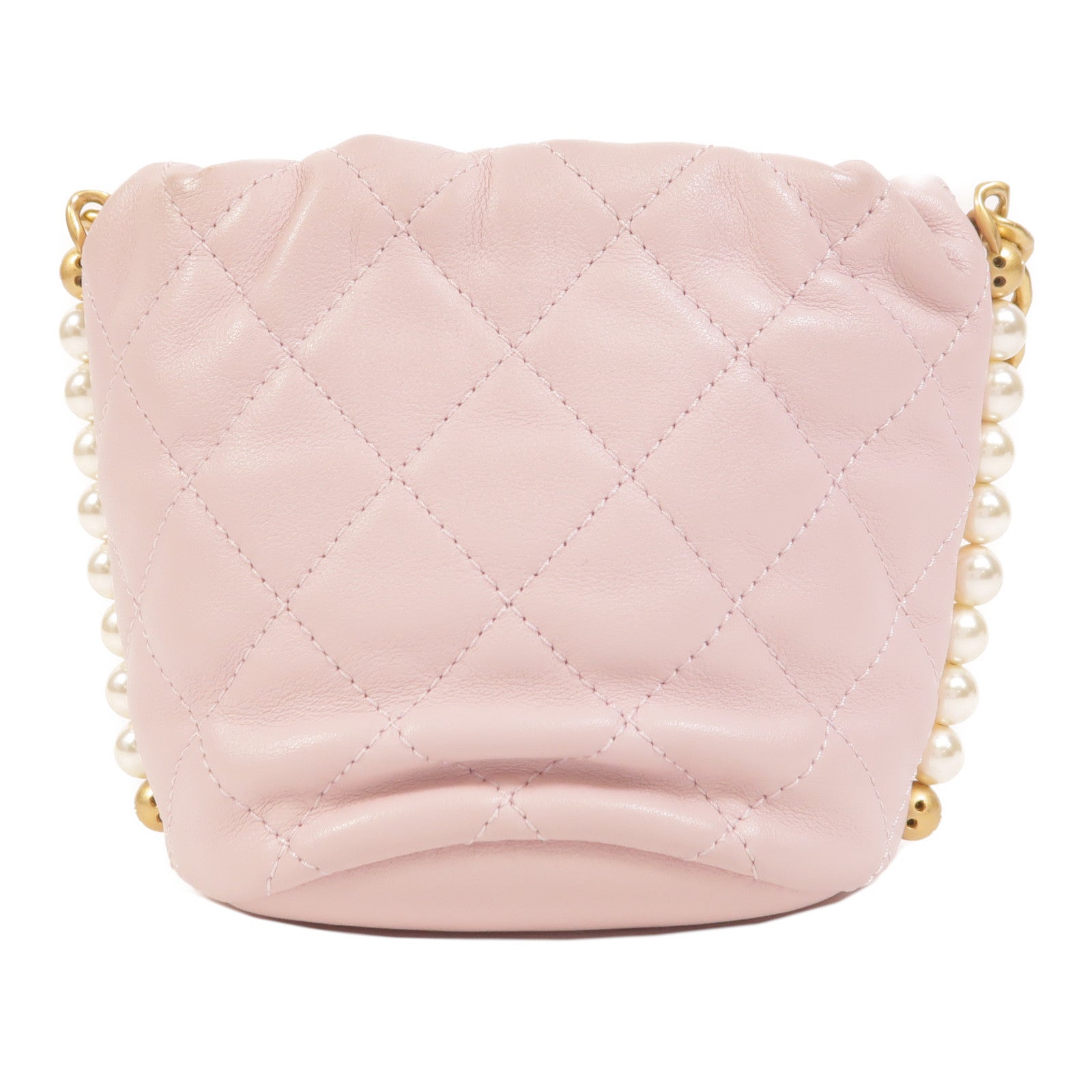 CHANEL 羊皮皮革Mini About Pearls金扣肩背袋