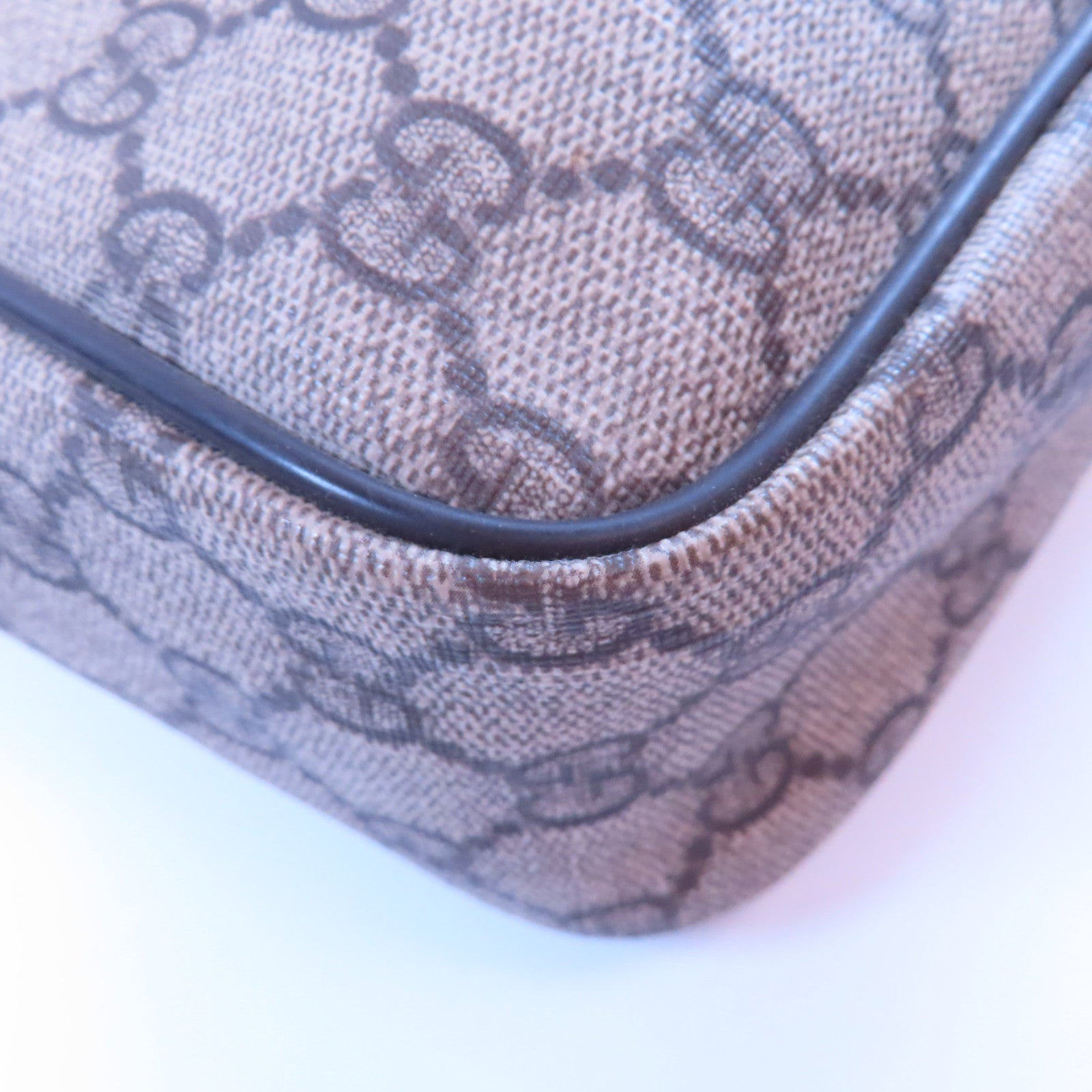 GUCCI 塗層帆布/牛皮皮革Shoulder Bag金扣肩背袋啡色