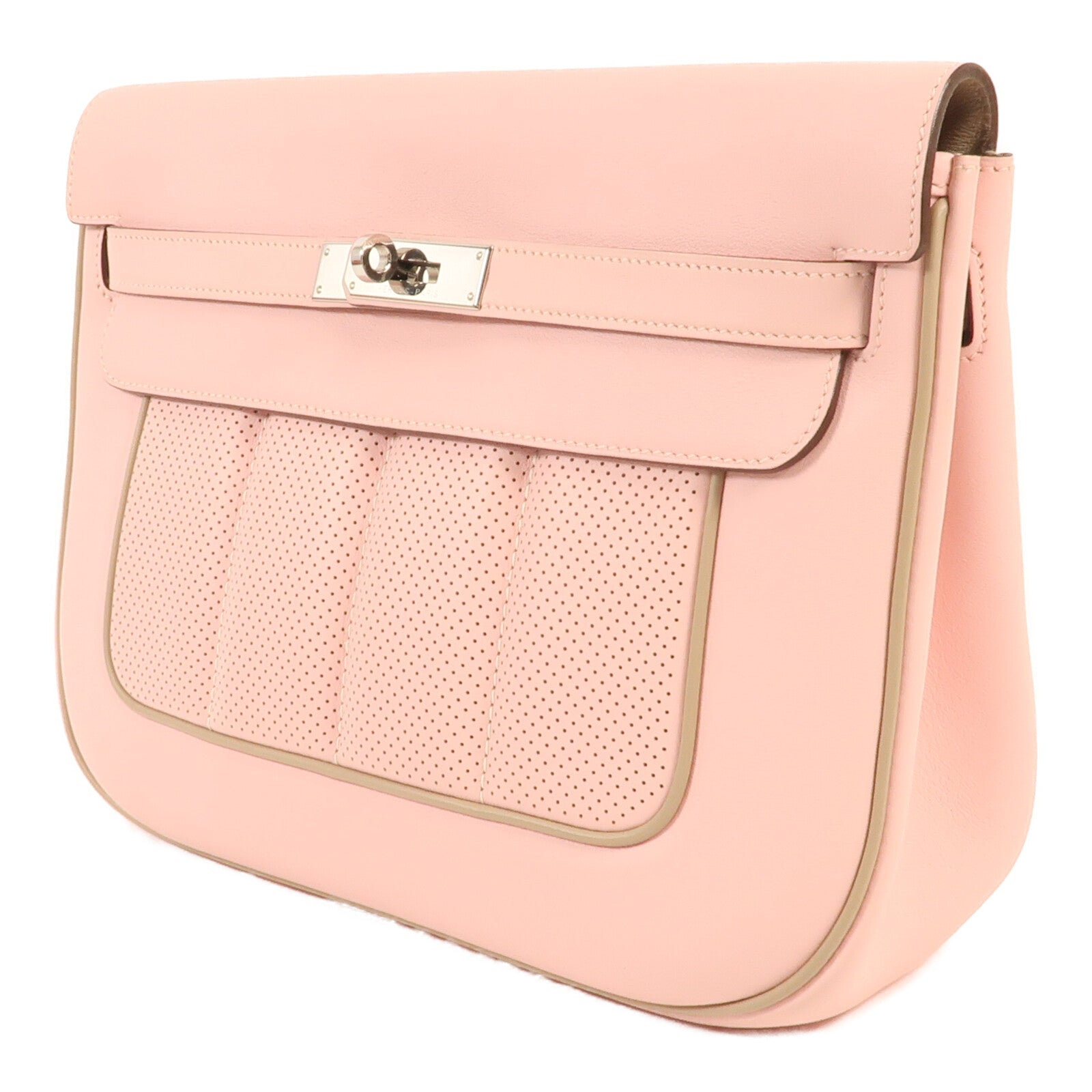 HERMES Swift皮革Berline銀扣肩背袋Rose Sakura