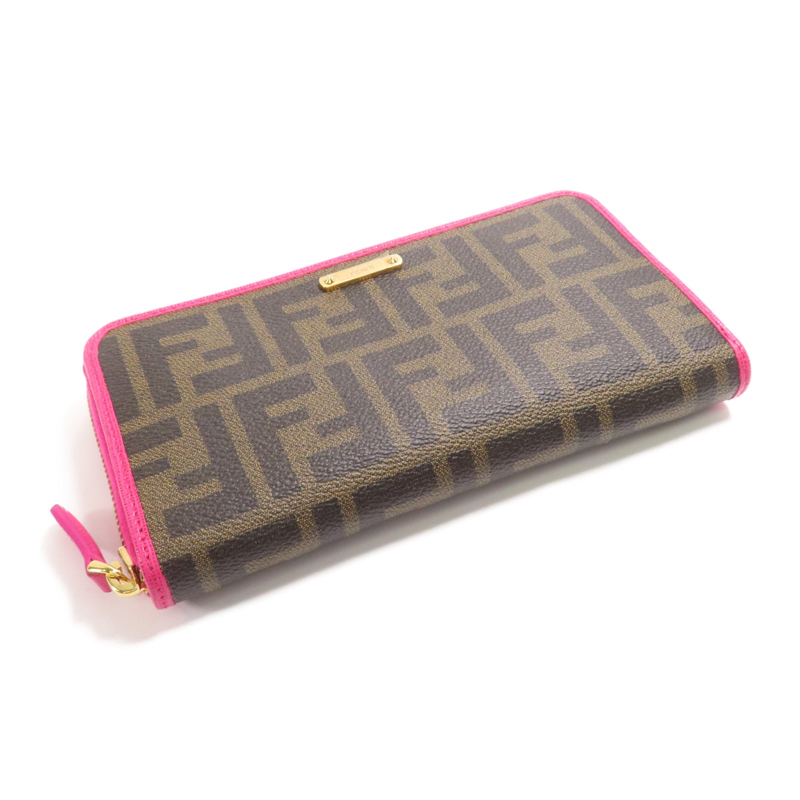FENDI 塗層帆布Zipper Long Wallet銀扣長錢包