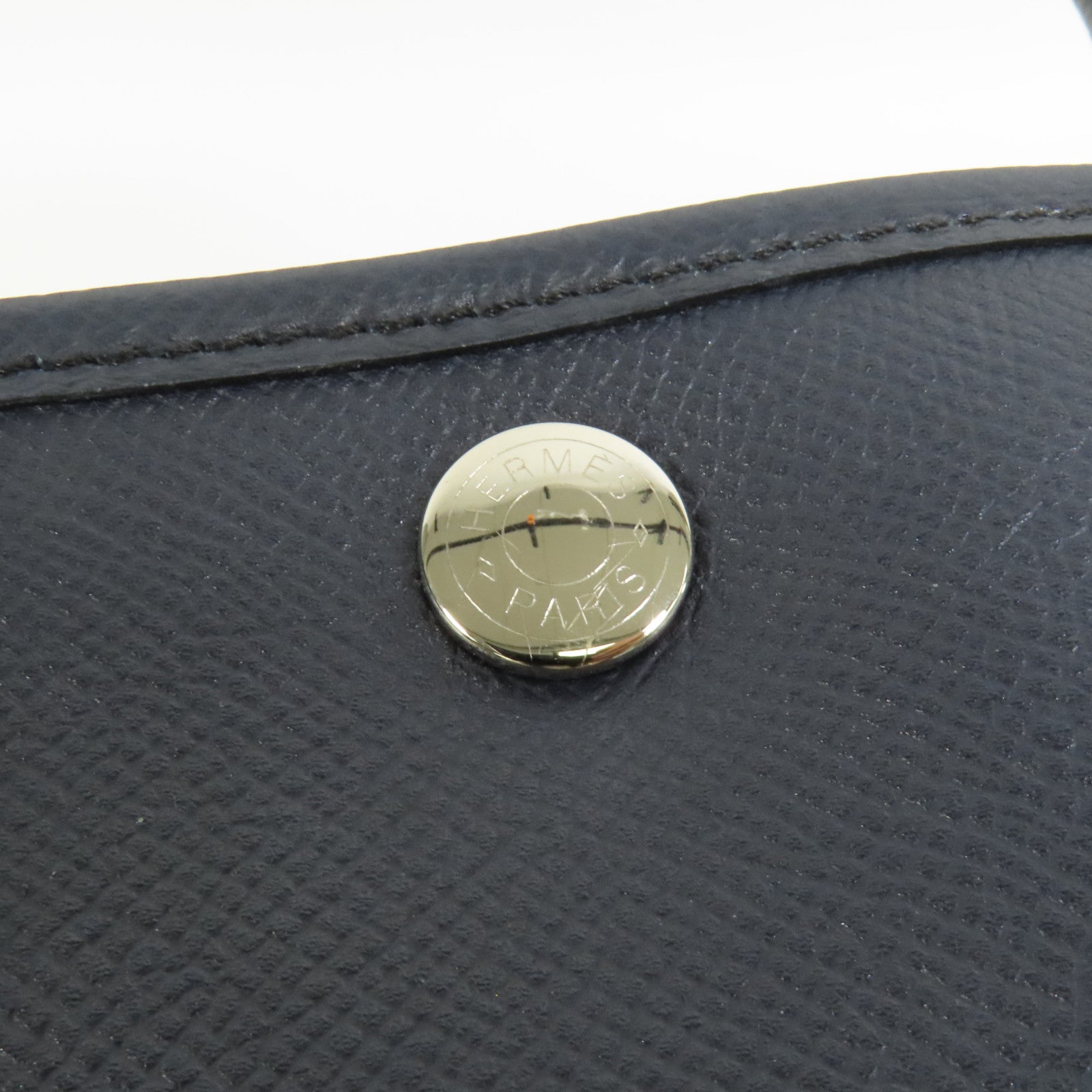 HERMES Epsom皮革Garden Party TPM銀扣手挽袋Bleu Indigo