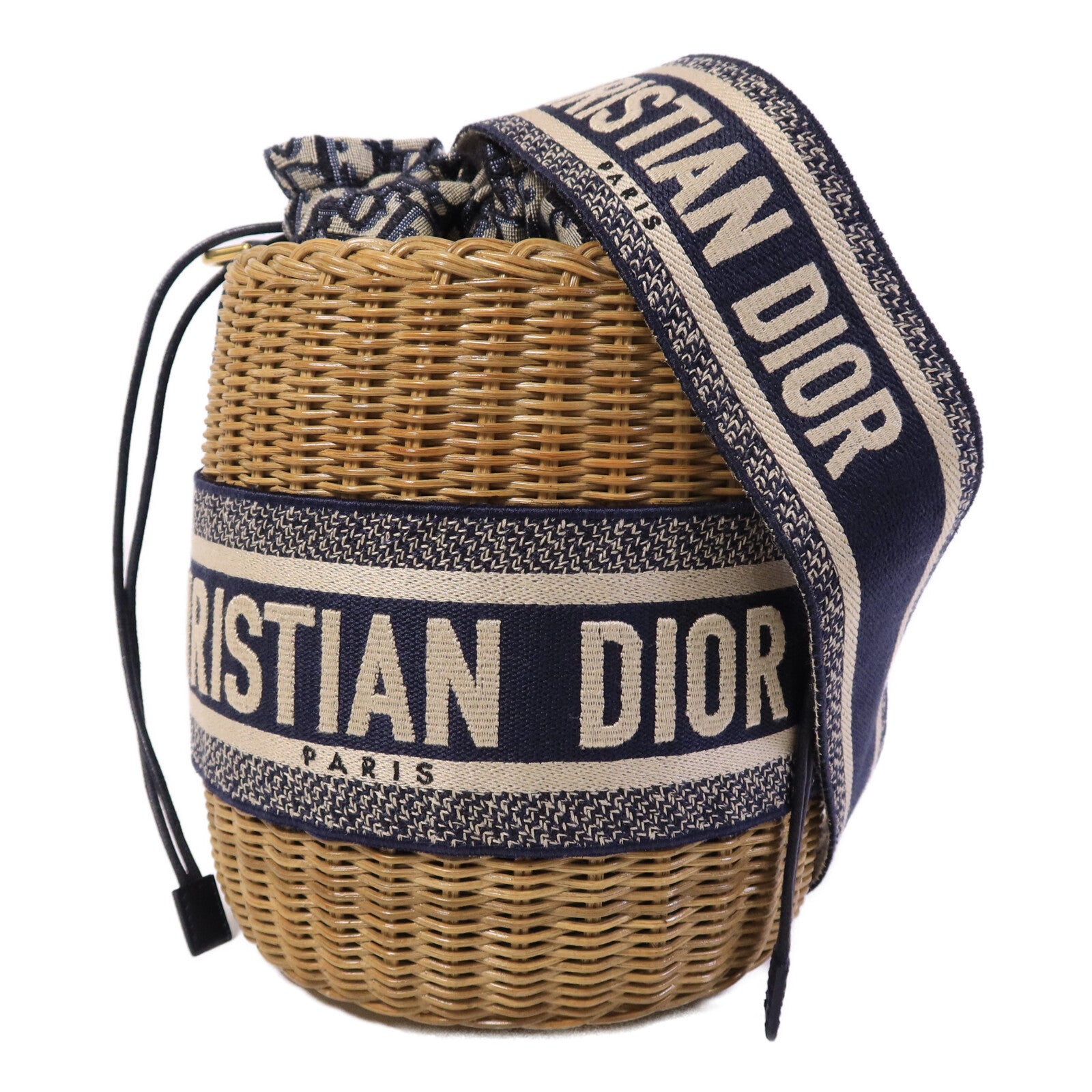 Dior 帆布/藤料Wicker Bucket Bag肩背袋