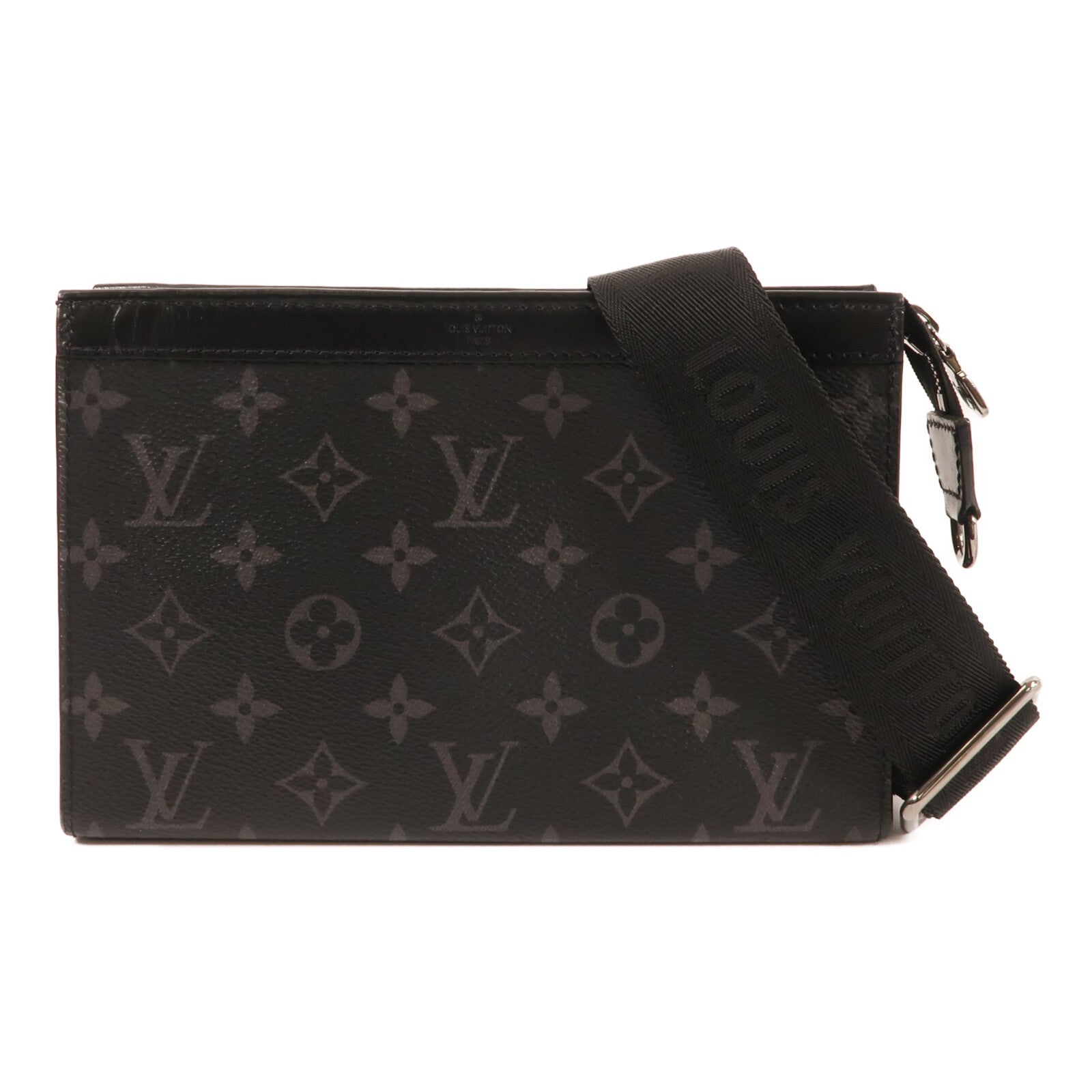 LOUIS VUITTON Monogram Eclipse Gaston銀扣肩背袋