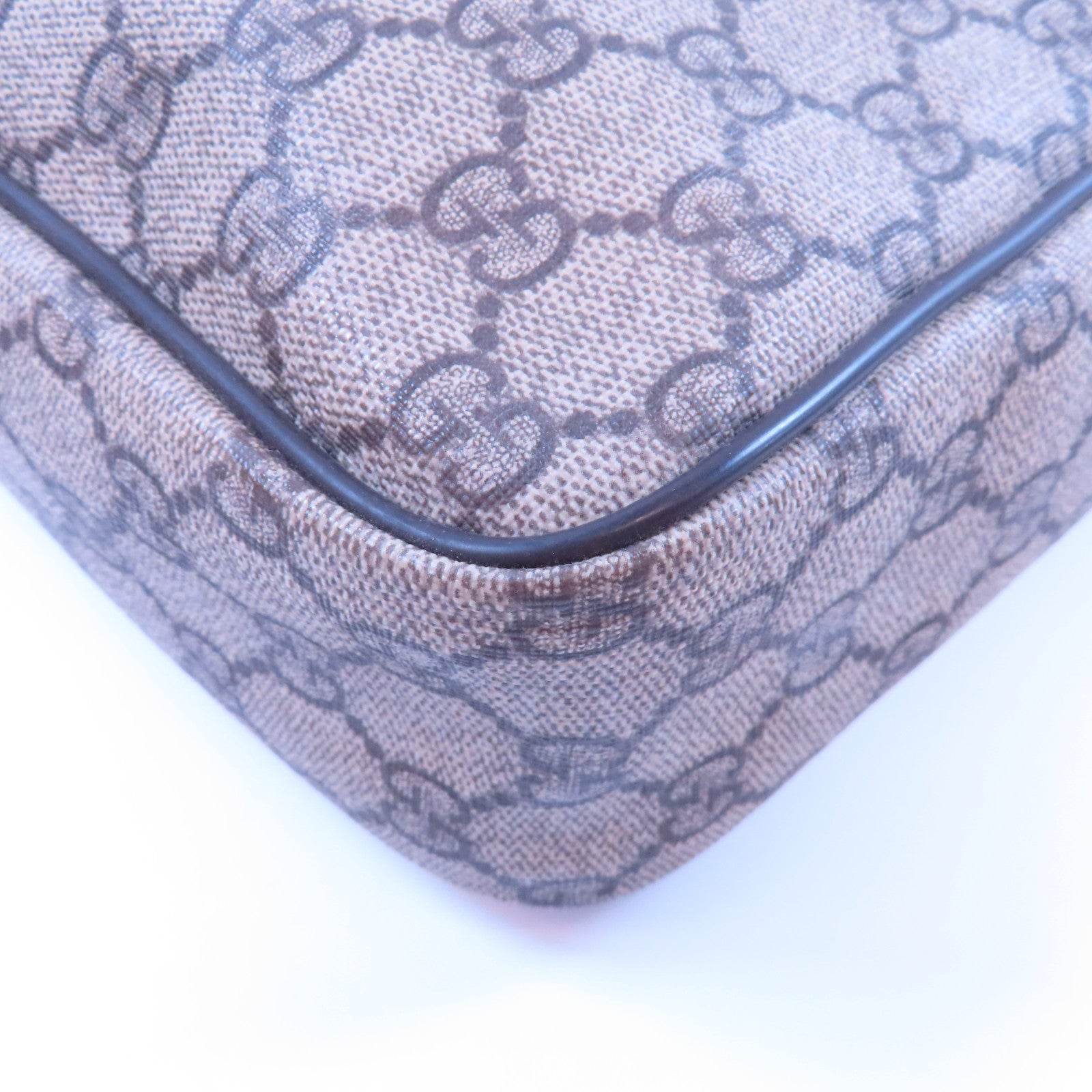 GUCCI 塗層帆布/牛皮皮革Shoulder Bag金扣肩背袋啡色