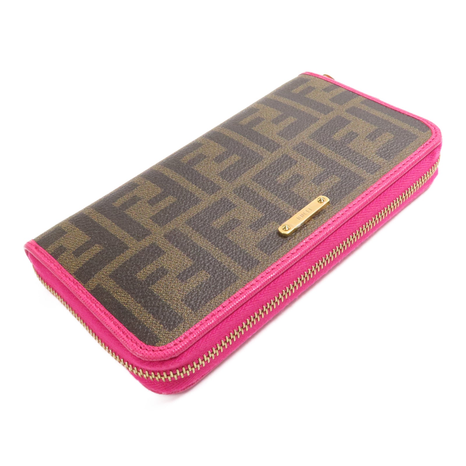 FENDI 塗層帆布Zipper Long Wallet銀扣長錢包