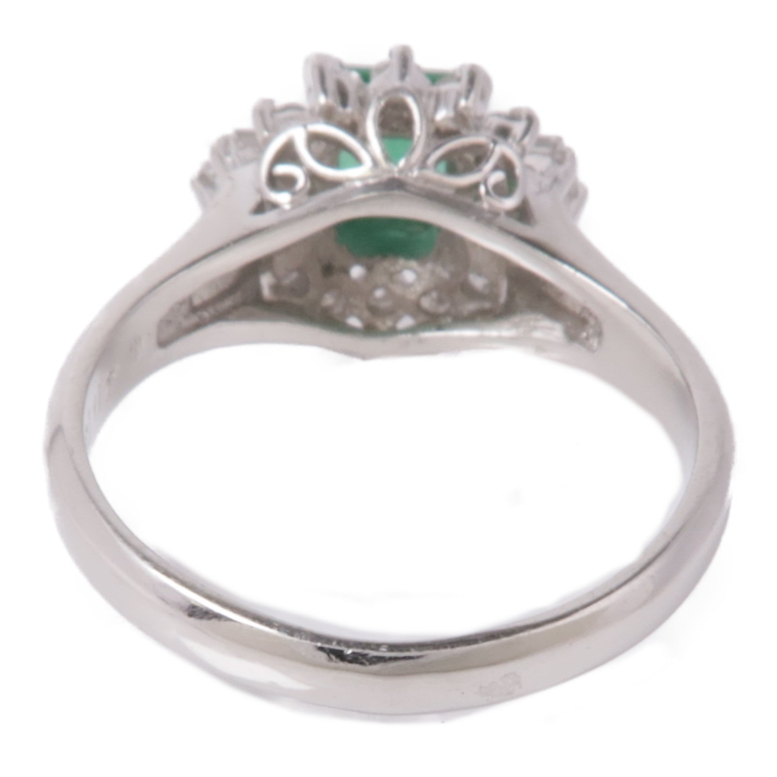 JEWELRY 【激減優惠】PT900鉑金Emerald/Diamond Ring綠寶石/鑽石戒指US#4