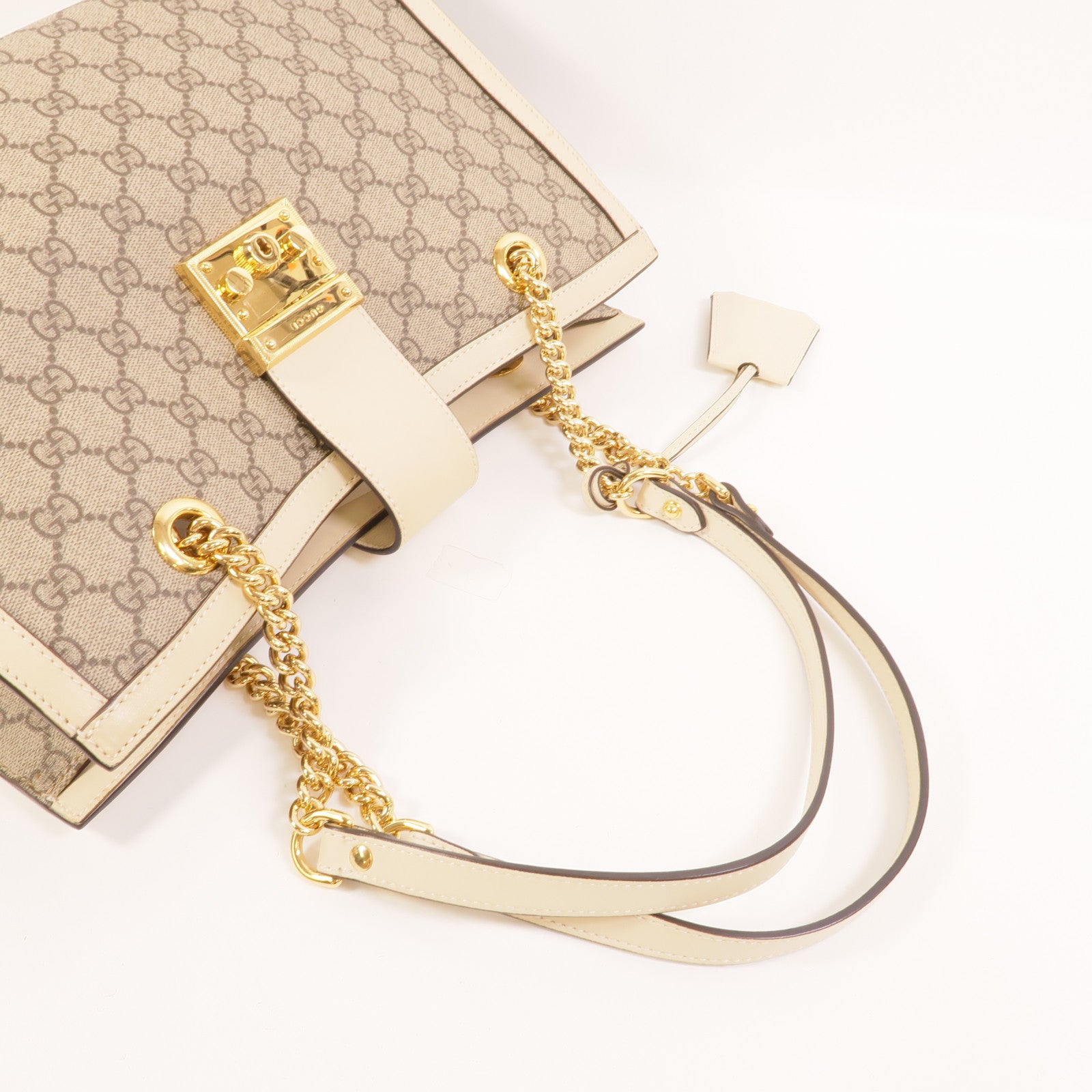 GUCCI 塗層帆布Padlock GG金扣肩背袋