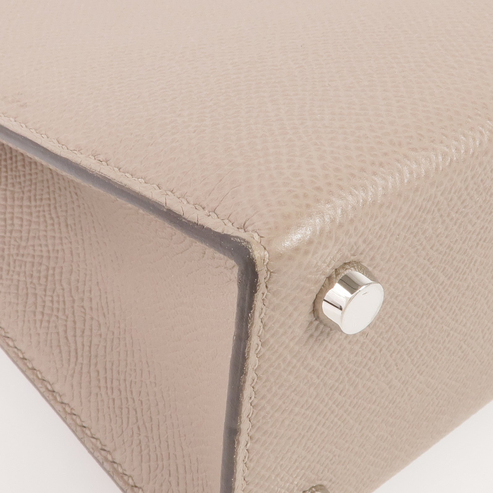 HERMES Epsom皮革Verrou 23銀扣肩背袋Gris Asphalte