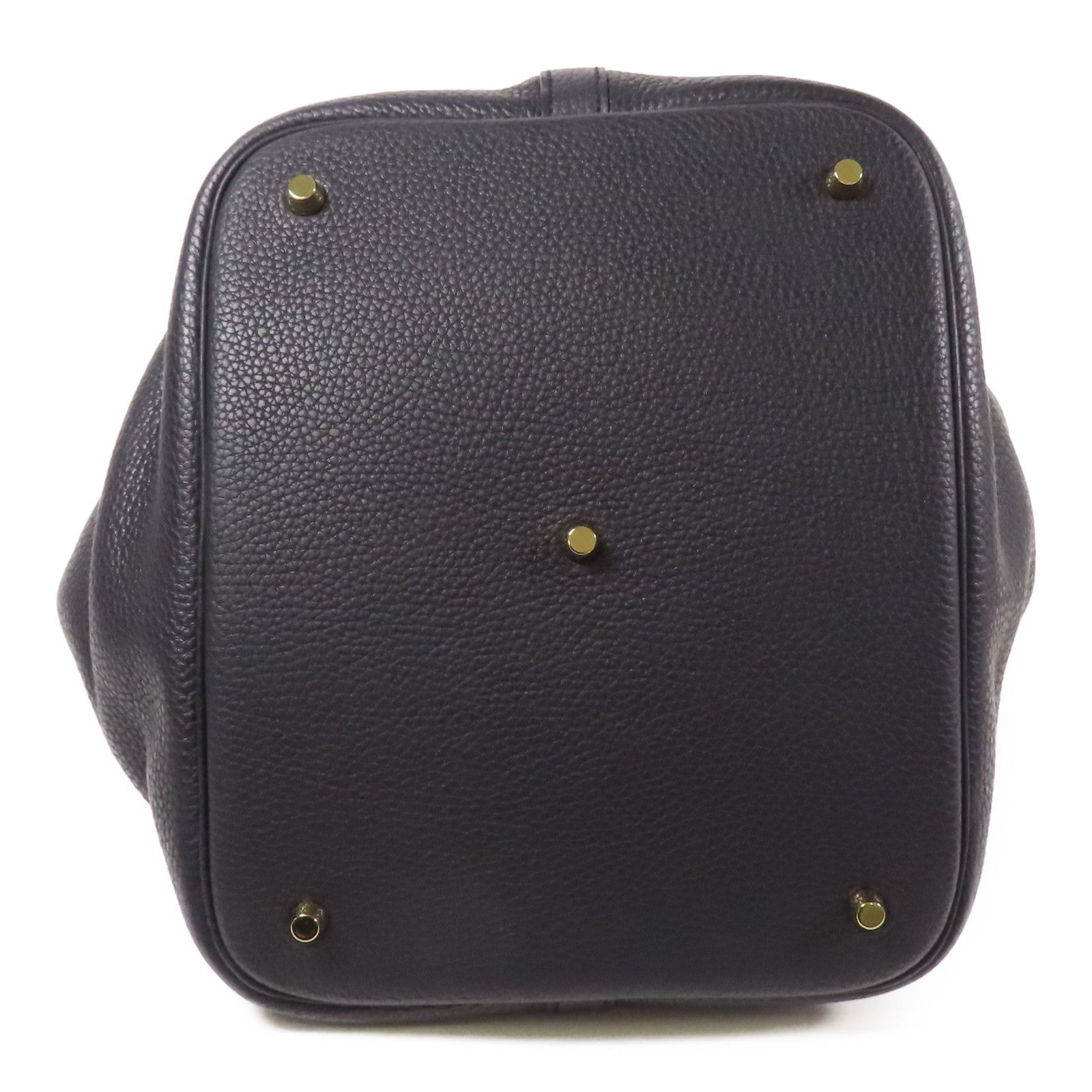 HERMES Clemence皮革Picotin GM金扣手挽袋Bleu Indigo/Orange