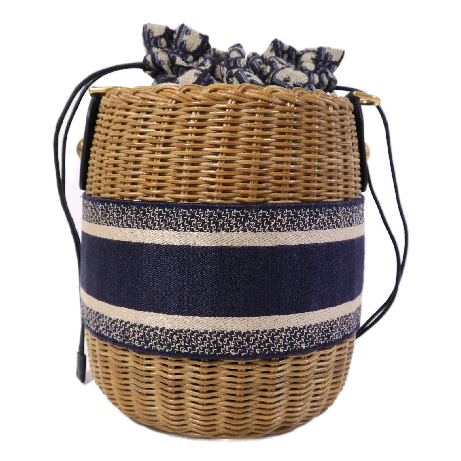 Dior 帆布/藤料Wicker Bucket Bag肩背袋