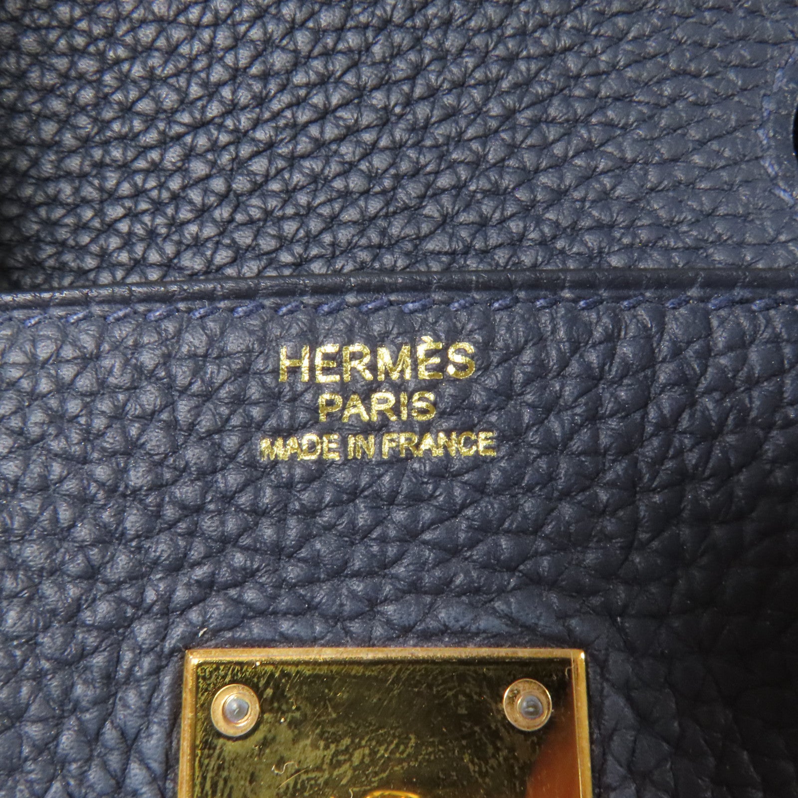 HERMES Togo皮革Birkin 30金扣手挽袋Bleu Nuit