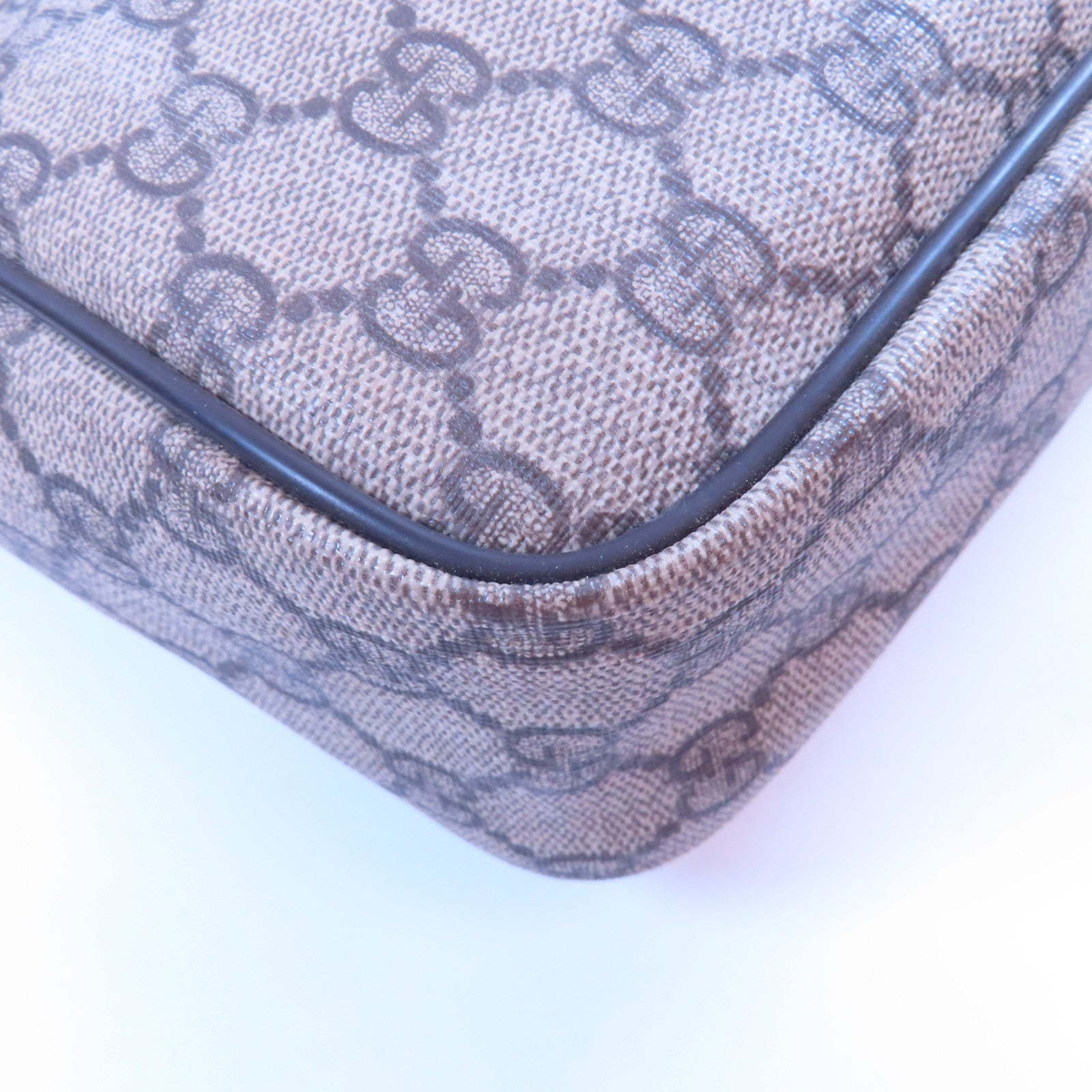 GUCCI 塗層帆布/牛皮皮革Shoulder Bag金扣肩背袋啡色