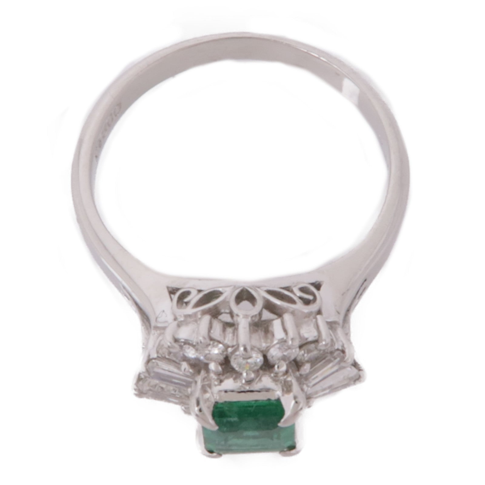 JEWELRY 【激減優惠】PT900鉑金Emerald/Diamond Ring綠寶石/鑽石戒指US#4