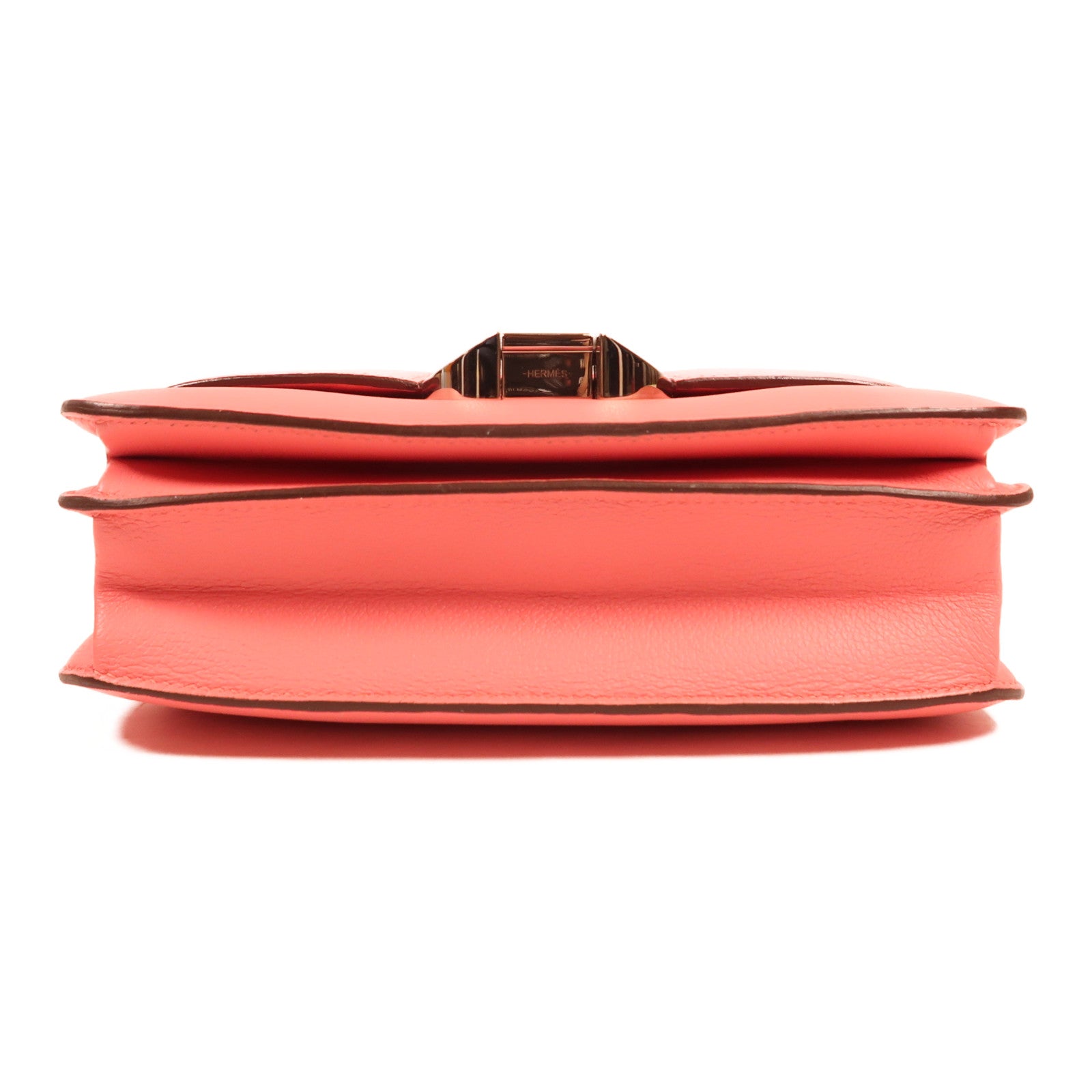 HERMES Evercolor皮革2002銀扣肩背袋8W Rose Azalee