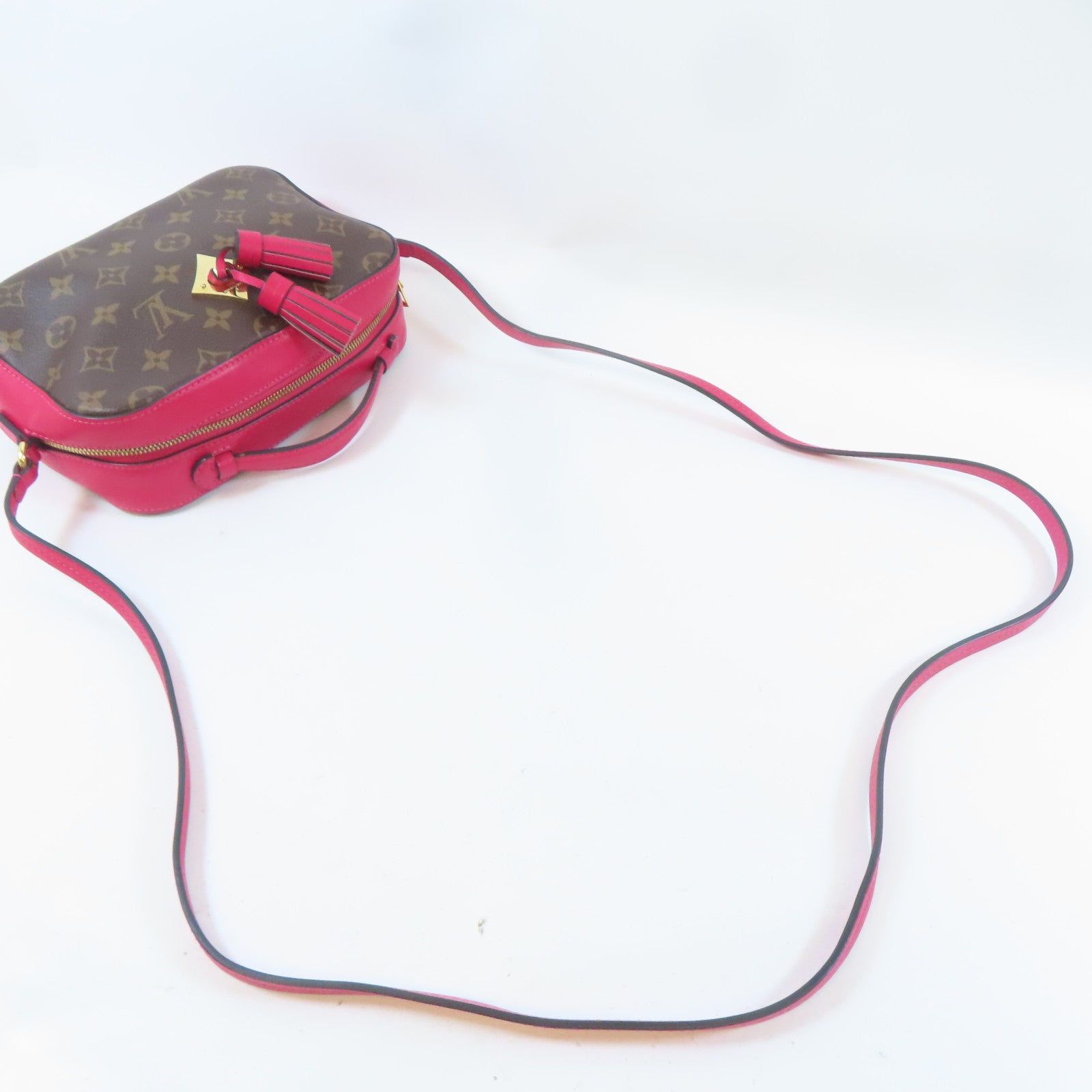LOUIS VUITTON Monogram Saintonge金扣肩背袋啡色/粉紅色