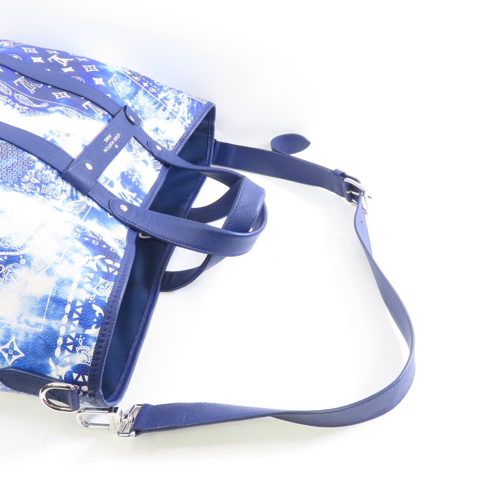 LOUIS VUITTON Monogram Bandana Tote Journey銀扣手挽袋藍色