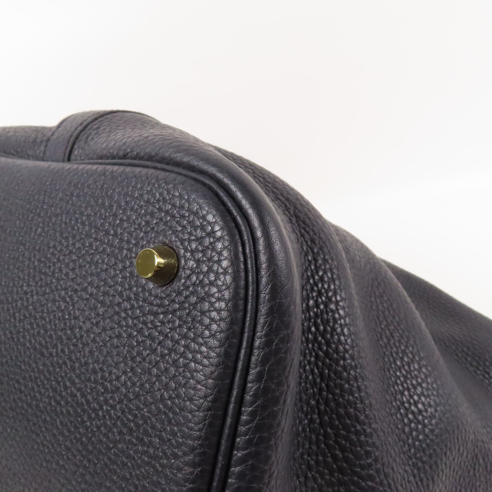 HERMES Clemence皮革Picotin GM金扣手挽袋Bleu Indigo/Orange