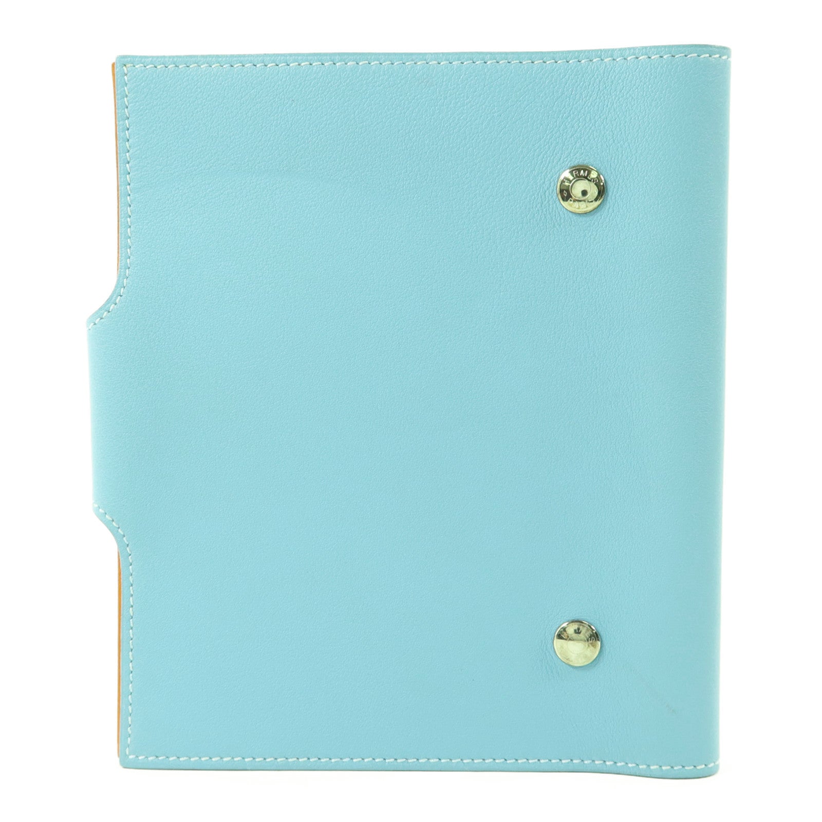 HERMES Swift皮革Notebook Cover銀扣筆記本套Bleu Atoll