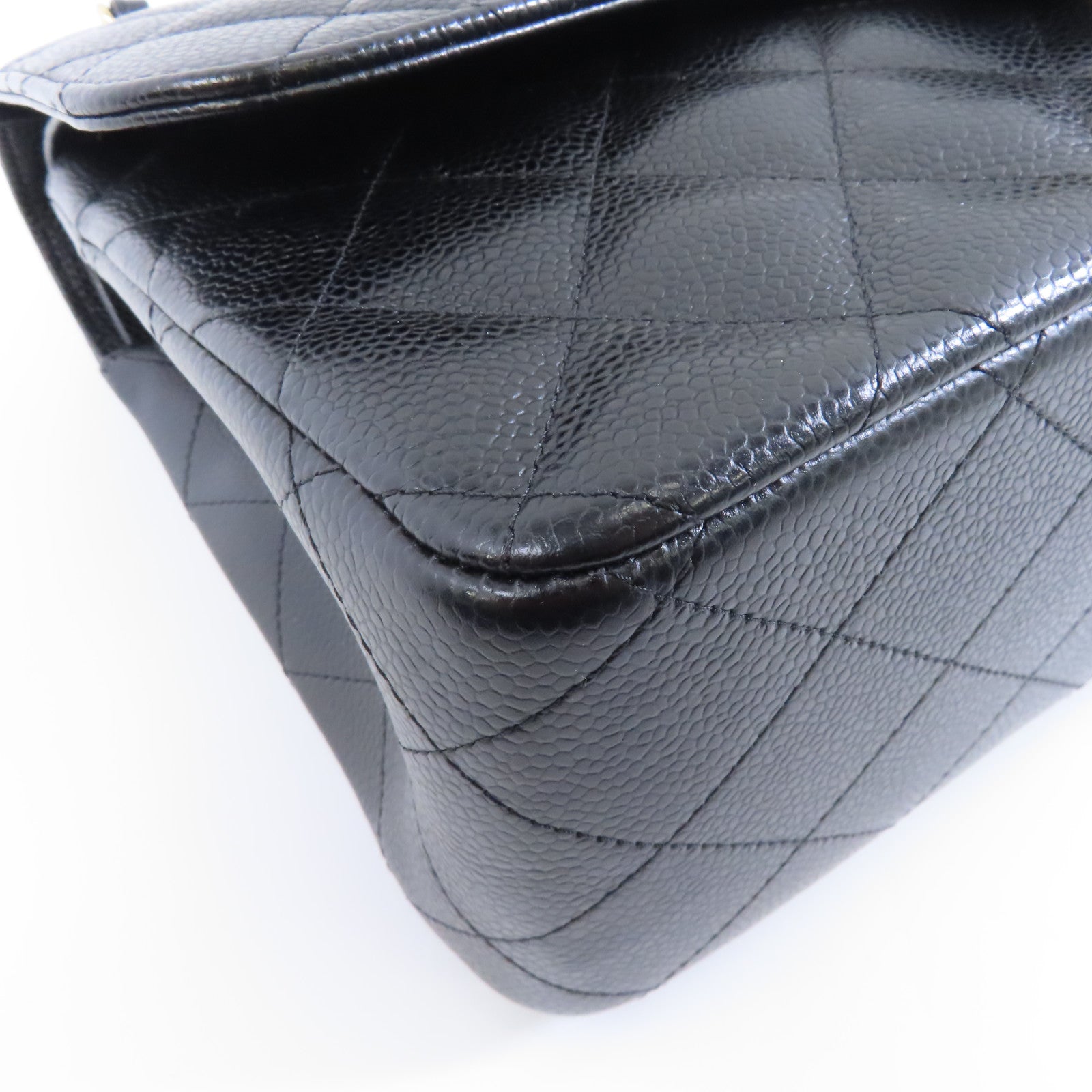 CHANEL 【激減優惠】Caviar皮革Classic Jumbo金扣鏈帶肩背袋黑色