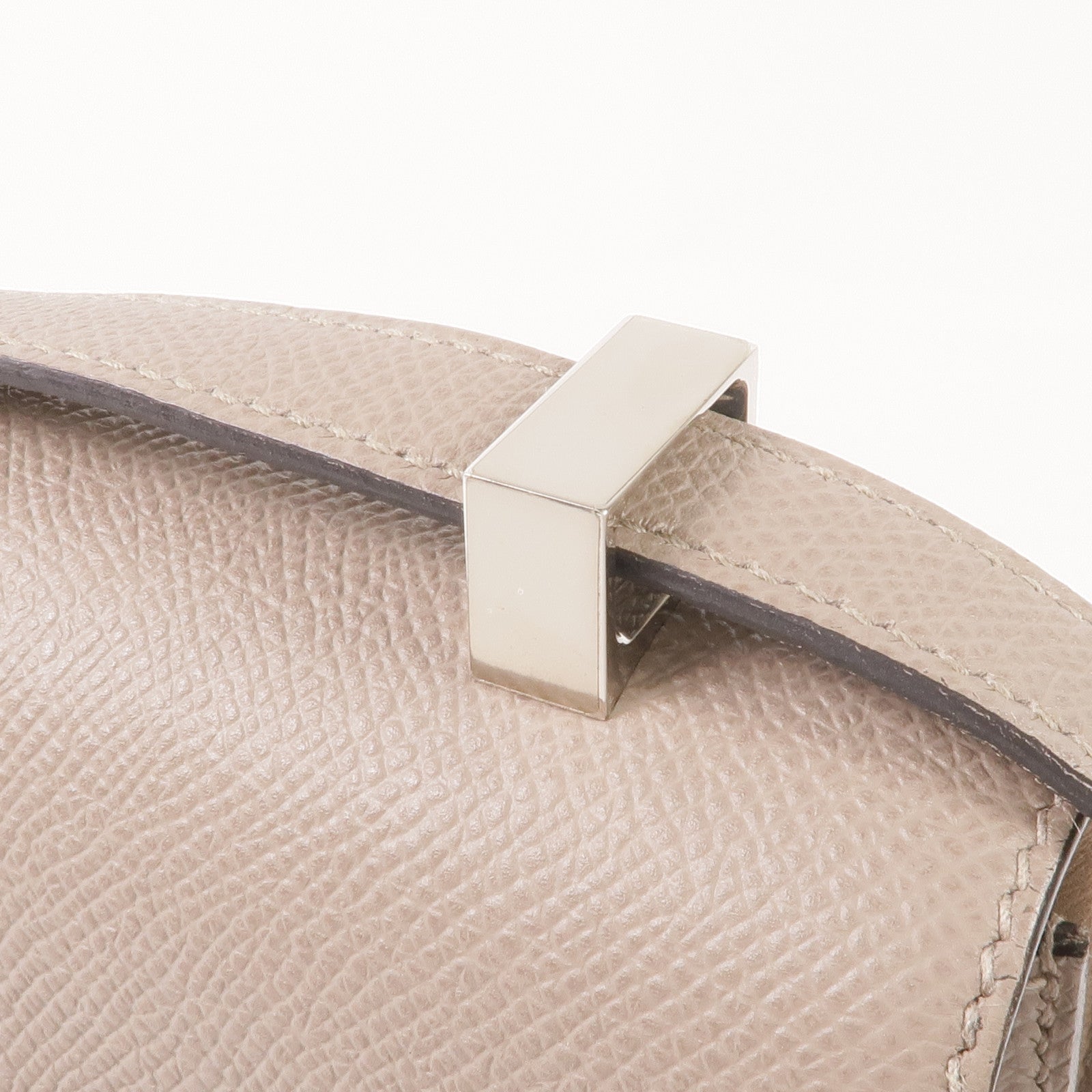 HERMES Epsom皮革Verrou 23銀扣肩背袋Gris Asphalte