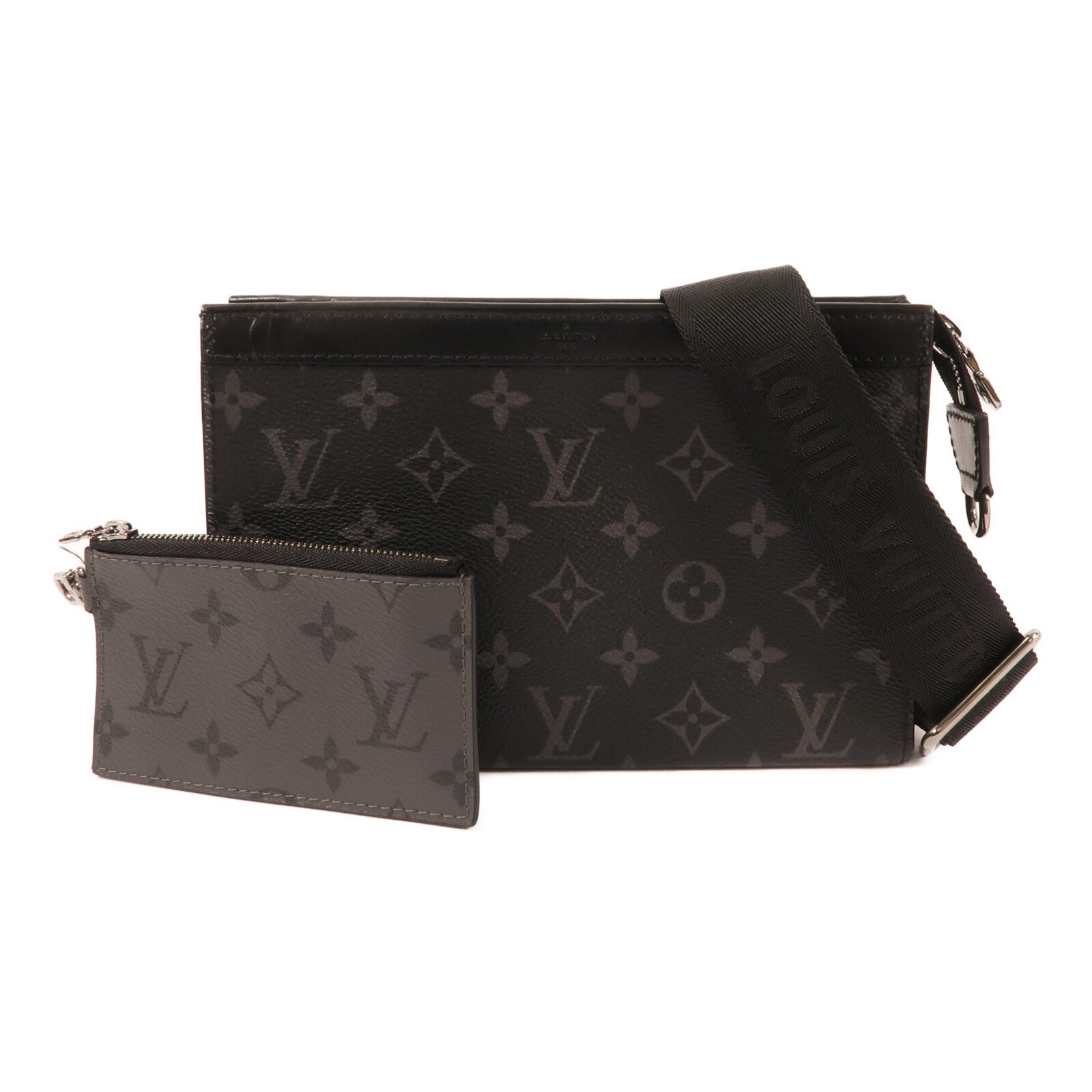 LOUIS VUITTON Monogram Eclipse Gaston銀扣肩背袋