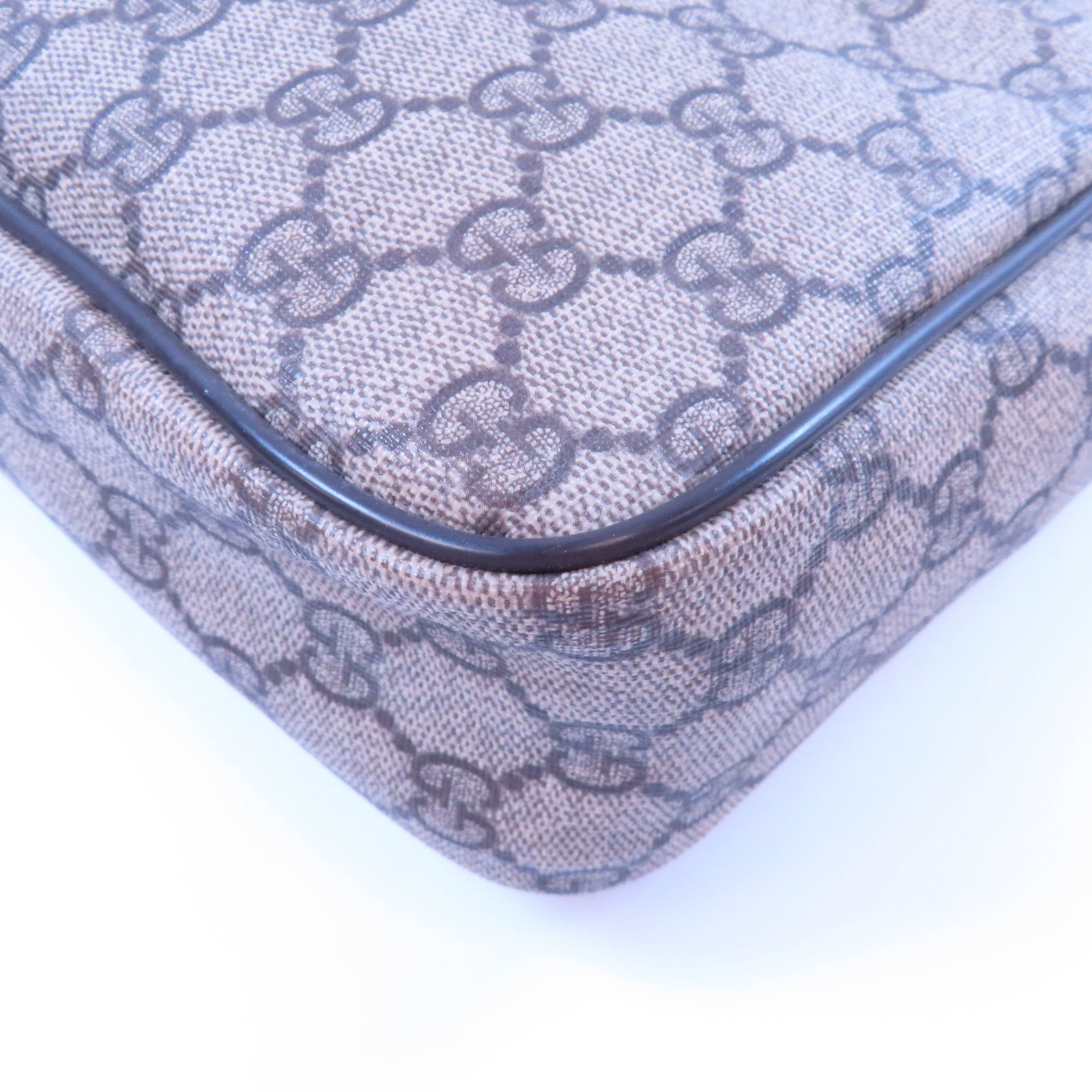 GUCCI 塗層帆布/牛皮皮革Shoulder Bag金扣肩背袋啡色