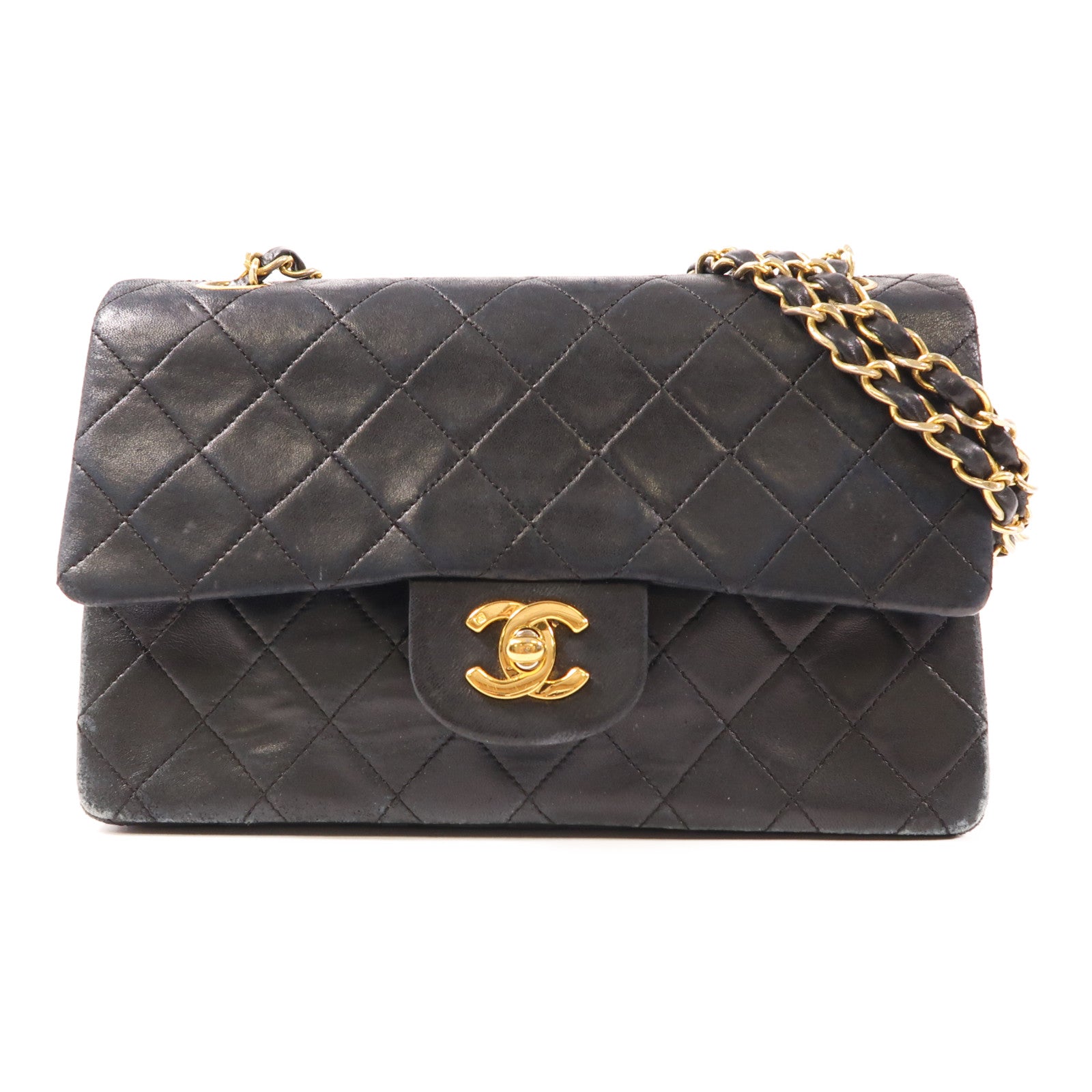 CHANEL 羊皮皮革Vintage Classic金扣鏈帶肩背袋