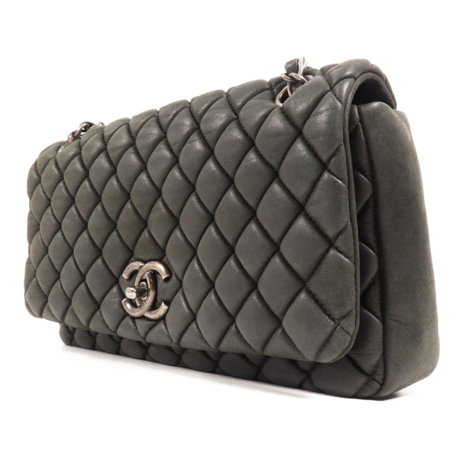 CHANEL 牛皮皮革Shoulder Bag銀扣鏈帶肩背袋
