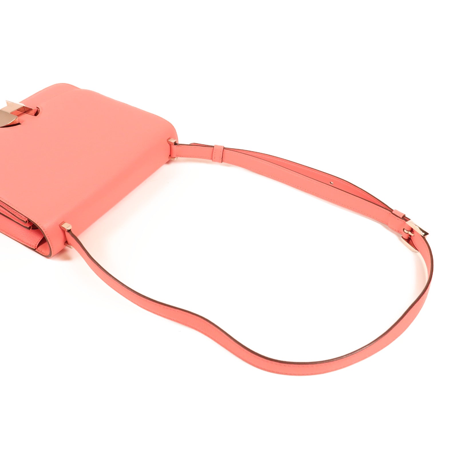 HERMES Evercolor皮革2002銀扣肩背袋8W Rose Azalee