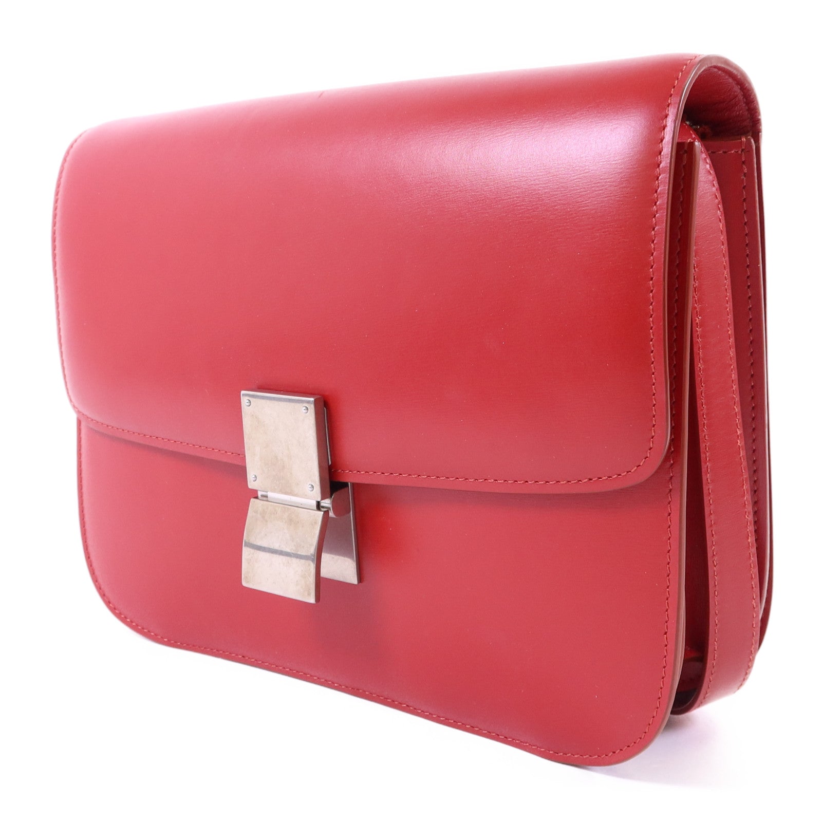 CELINE 牛皮皮革Classic Box銀扣肩背袋