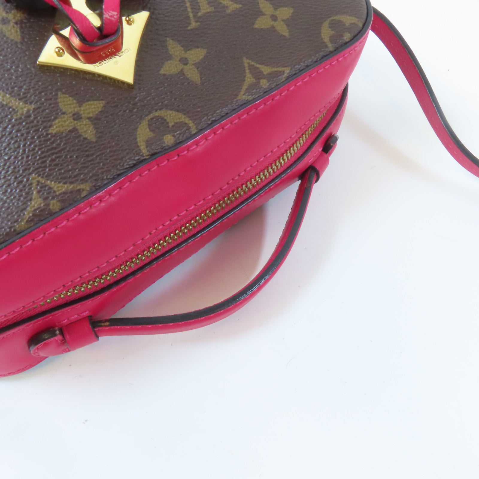 LOUIS VUITTON Monogram Saintonge金扣肩背袋啡色/粉紅色