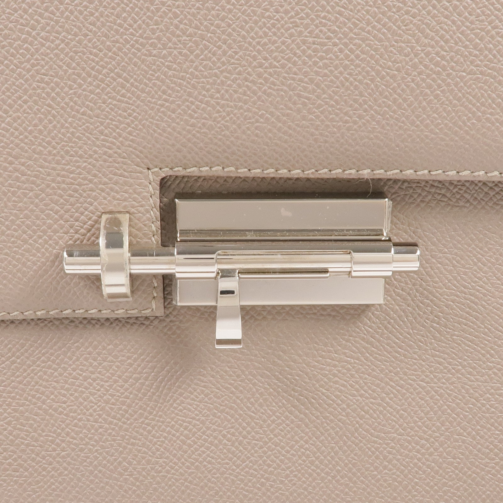 HERMES Epsom皮革Verrou 23銀扣肩背袋Gris Asphalte