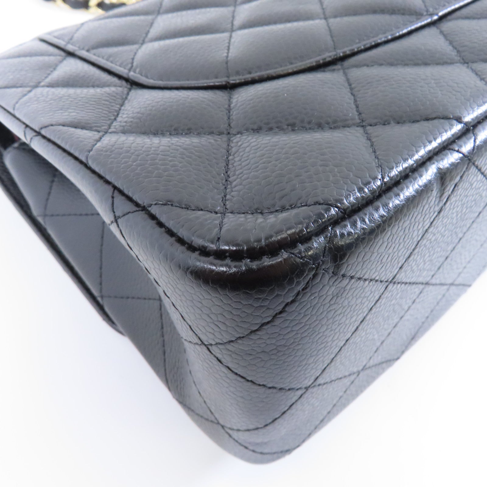 CHANEL 【激減優惠】Caviar皮革Classic Jumbo金扣鏈帶肩背袋黑色