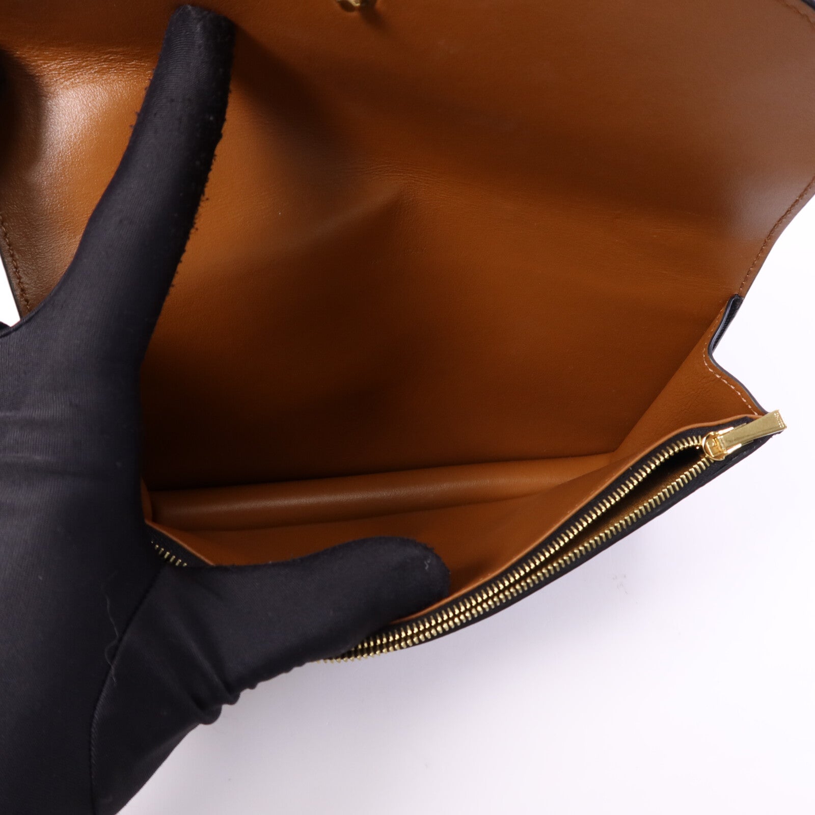 CELINE 塗層帆布Triomphe Wallet On Strap金扣肩背袋