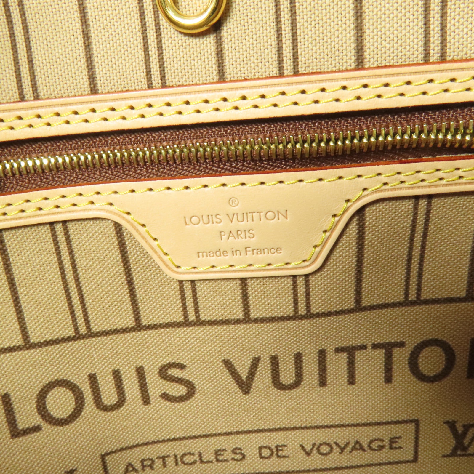 LOUIS VUITTON Monogram Neverfull PM金扣手挽袋棕色