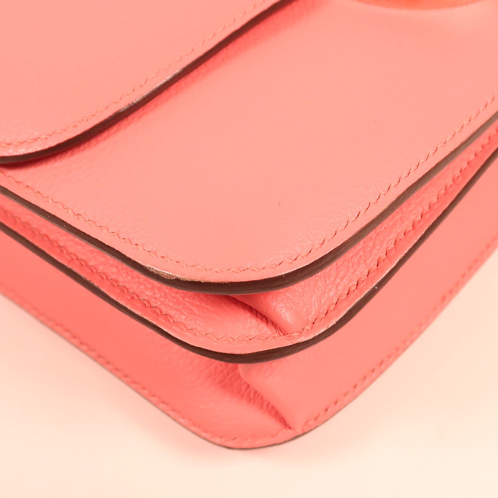 HERMES Evercolor皮革2002銀扣肩背袋8W Rose Azalee