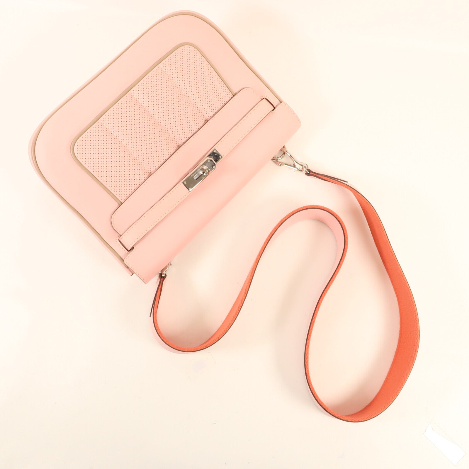 HERMES Swift皮革Berline銀扣肩背袋Rose Sakura