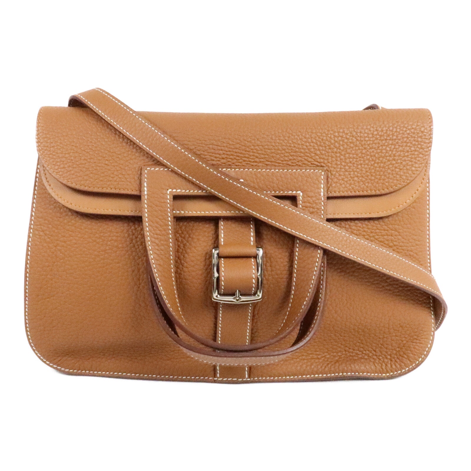 HERMES Clemence皮革Halzan 31手挽肩背兩用袋Gold