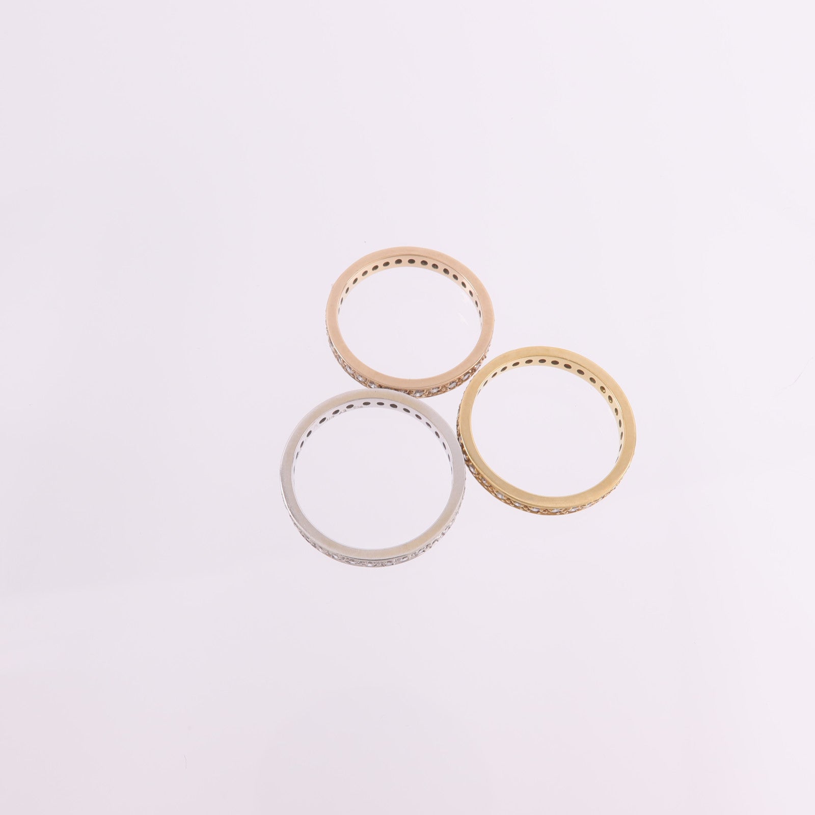 JEWELRY 18K黃金/白金/玫瑰金Ring Set Of 3鑽石戒指