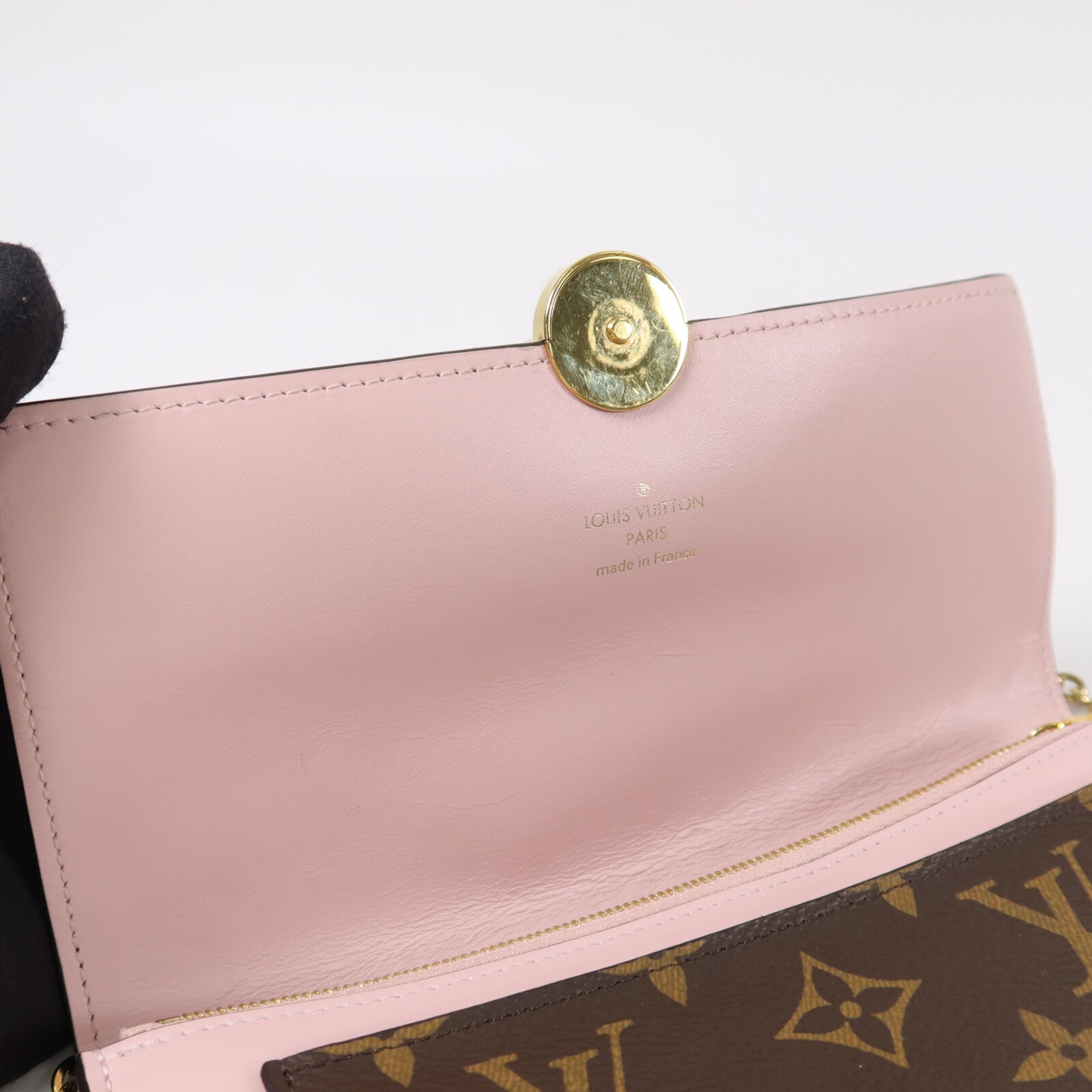 LOUIS VUITTON Monogram Flore Chain Wallet鏈帶肩背袋