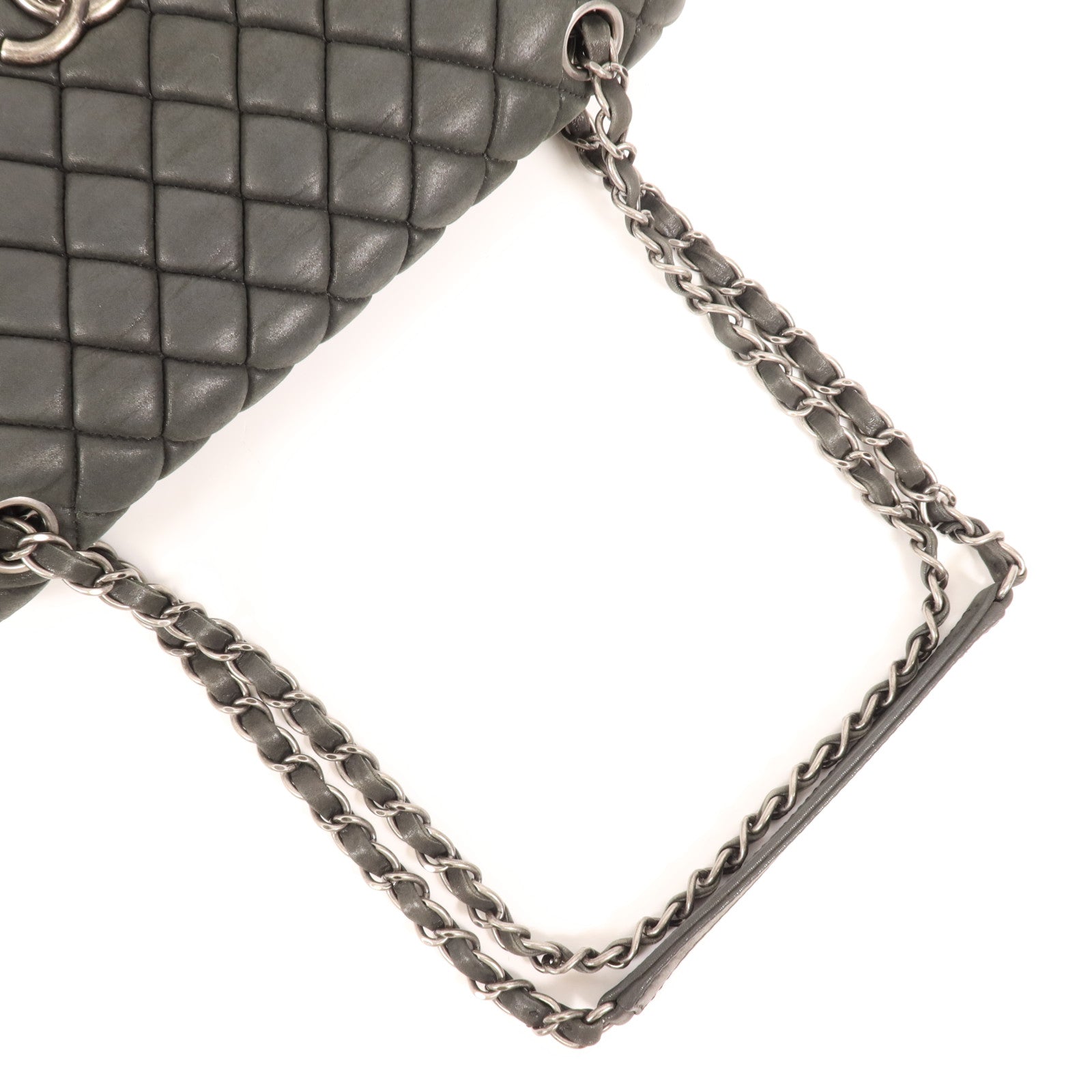 CHANEL 牛皮皮革Shoulder Bag銀扣鏈帶肩背袋