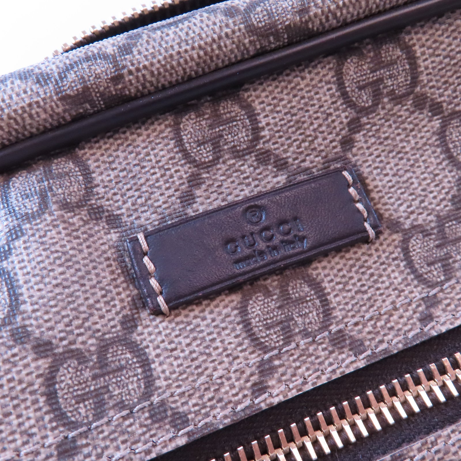 GUCCI 塗層帆布/牛皮皮革Shoulder Bag金扣肩背袋啡色