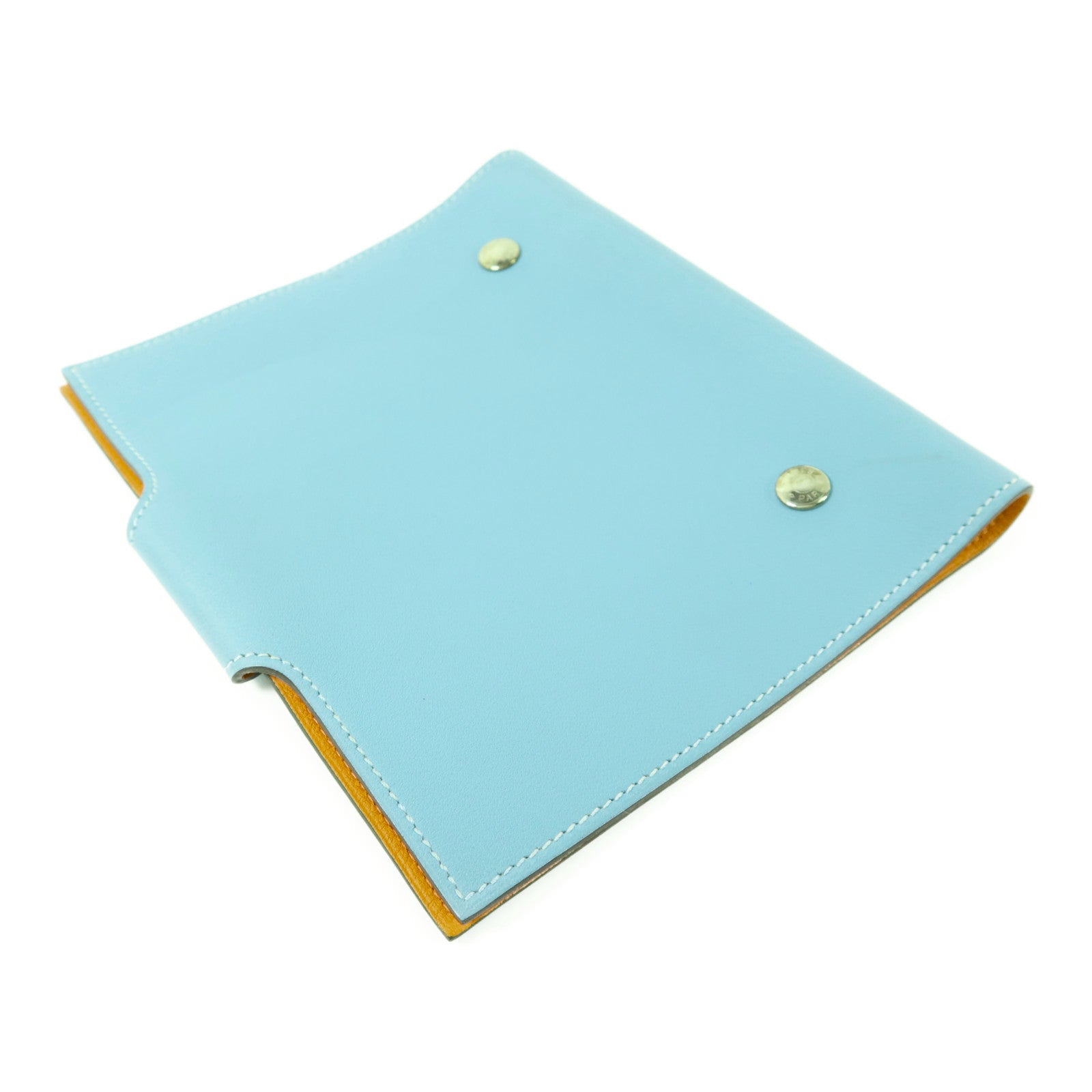 HERMES Swift皮革Notebook Cover銀扣筆記本套Bleu Atoll