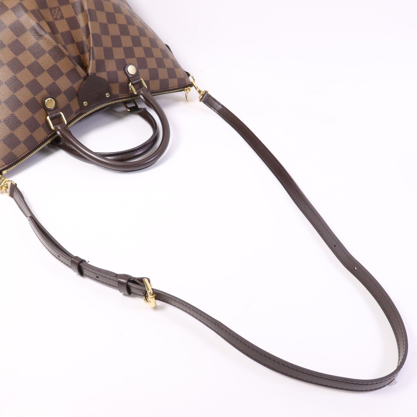 LOUIS VUITTON 【激減優惠】Damier Ebene Siena MM金扣肩背袋