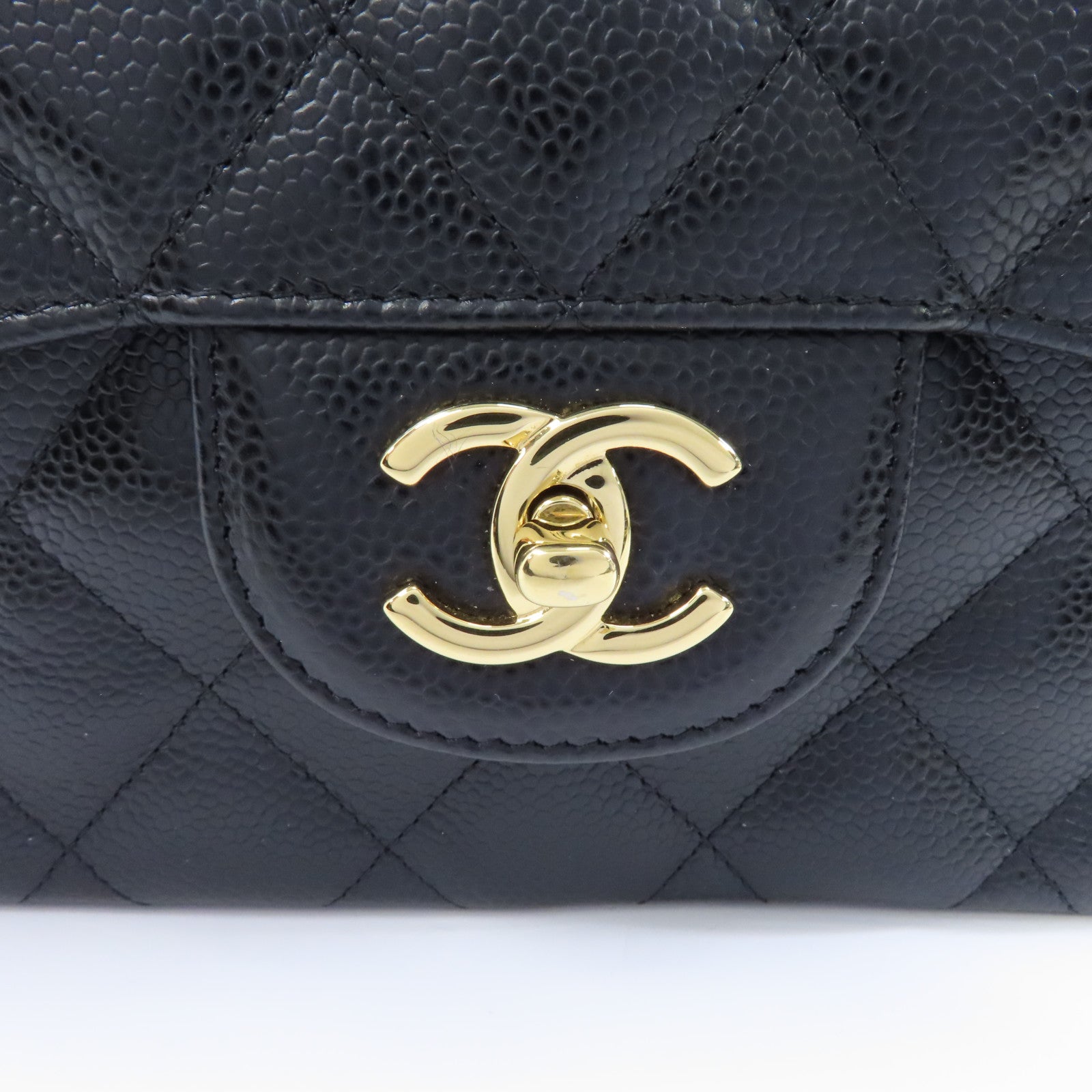 CHANEL 【激減優惠】Caviar皮革Classic Jumbo金扣鏈帶肩背袋黑色