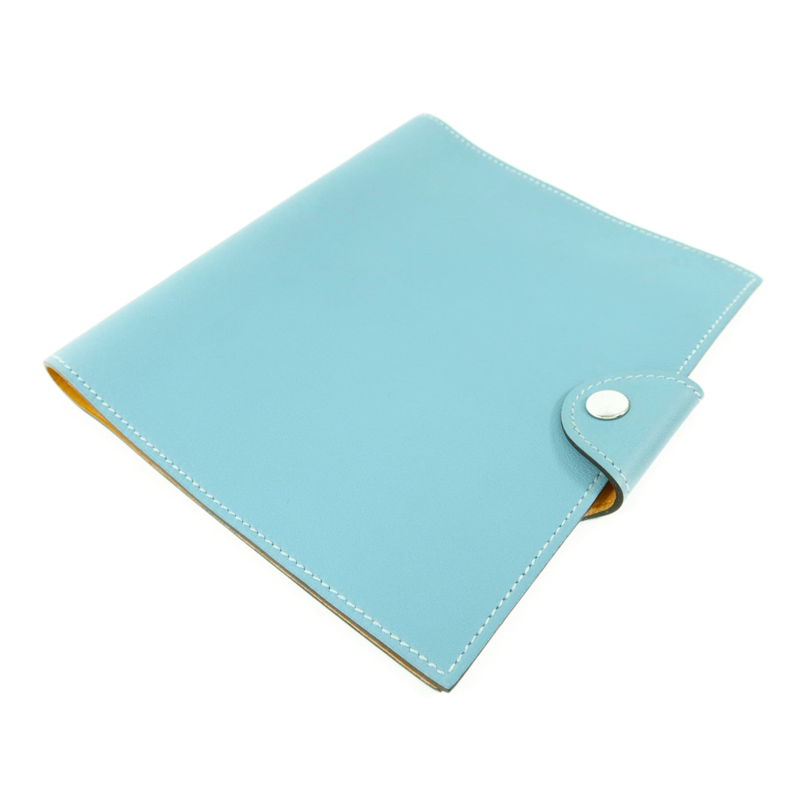 HERMES Swift皮革Notebook Cover銀扣筆記本套Bleu Atoll