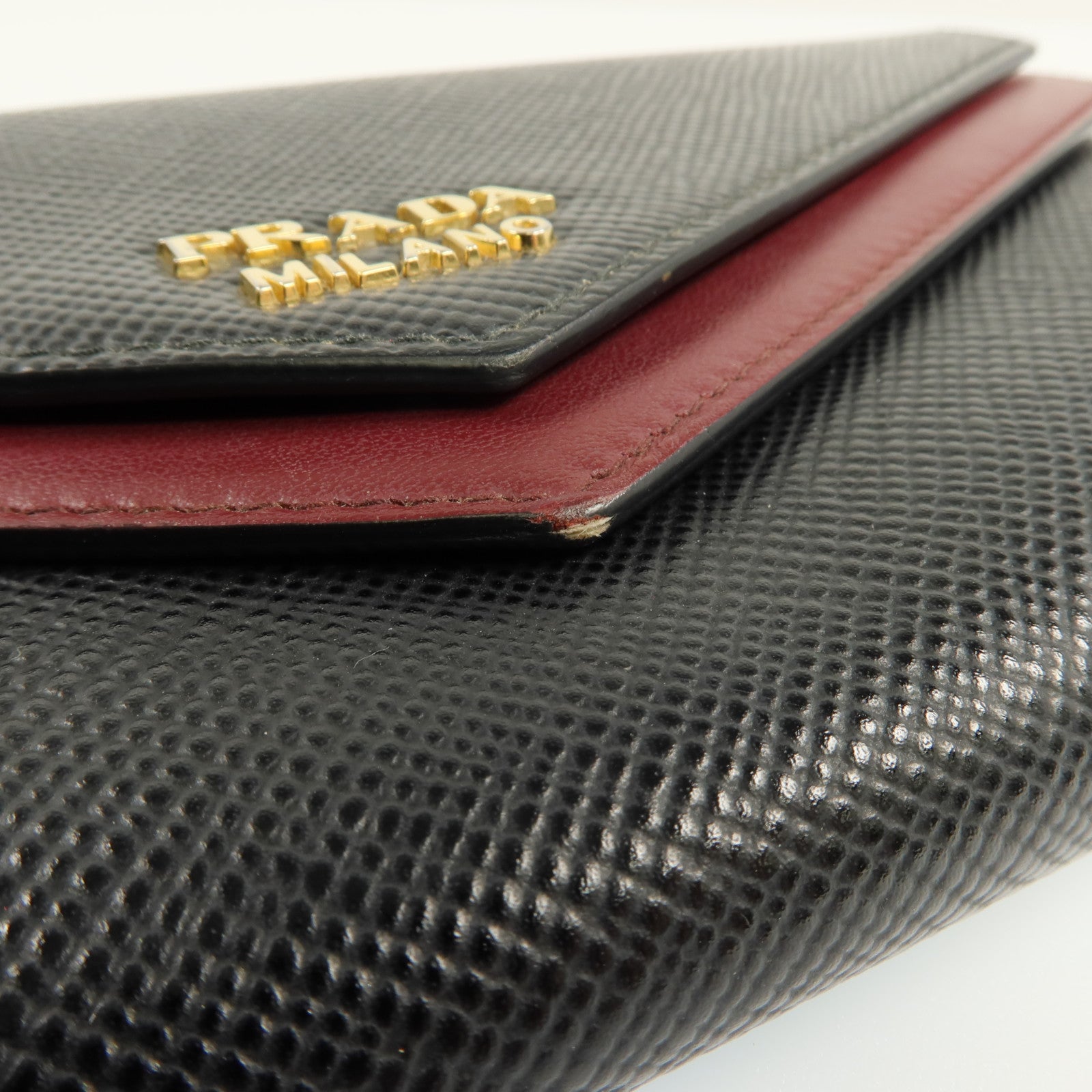 PRADA 牛皮皮革Zipper Long Wallet金扣長錢包