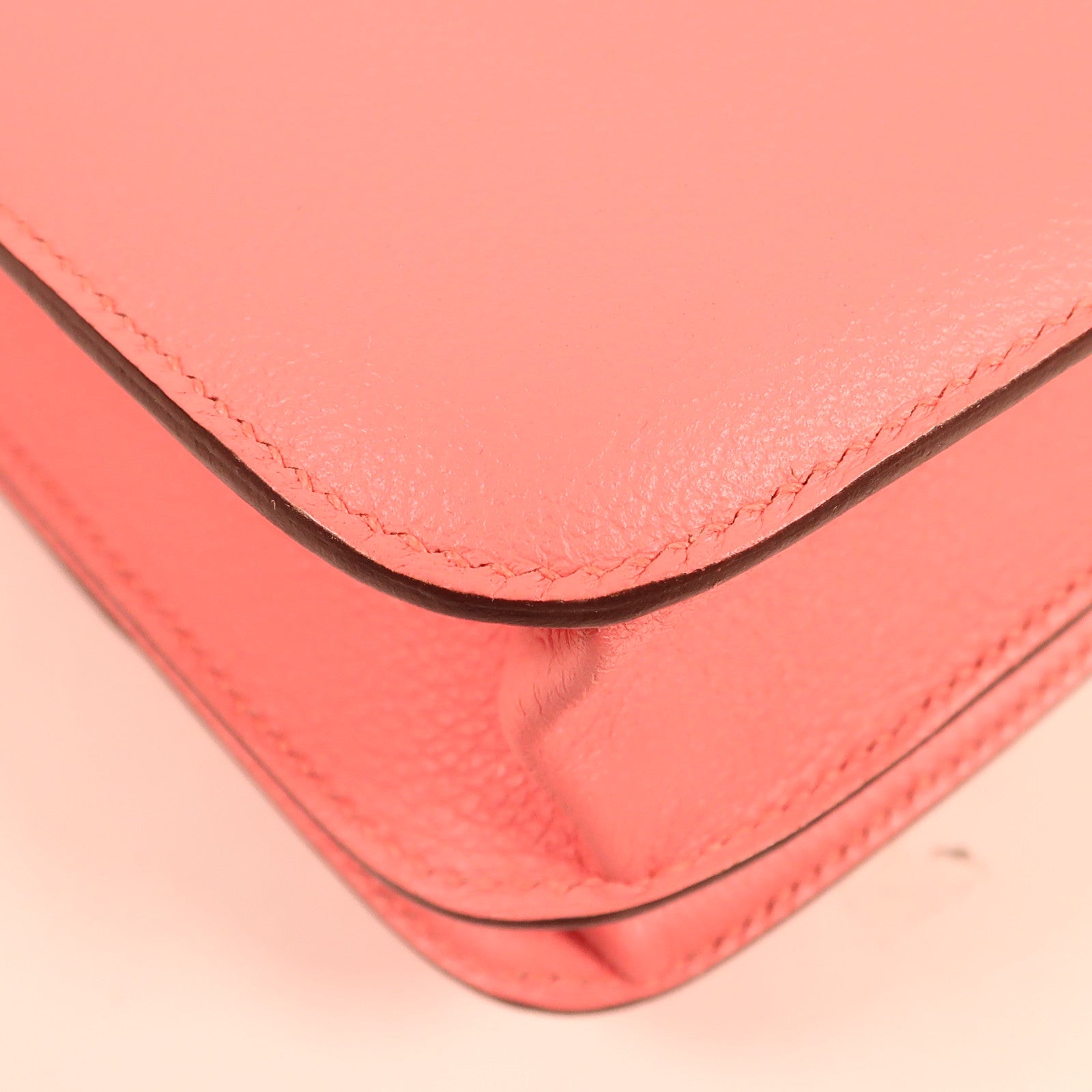HERMES Evercolor皮革2002銀扣肩背袋8W Rose Azalee